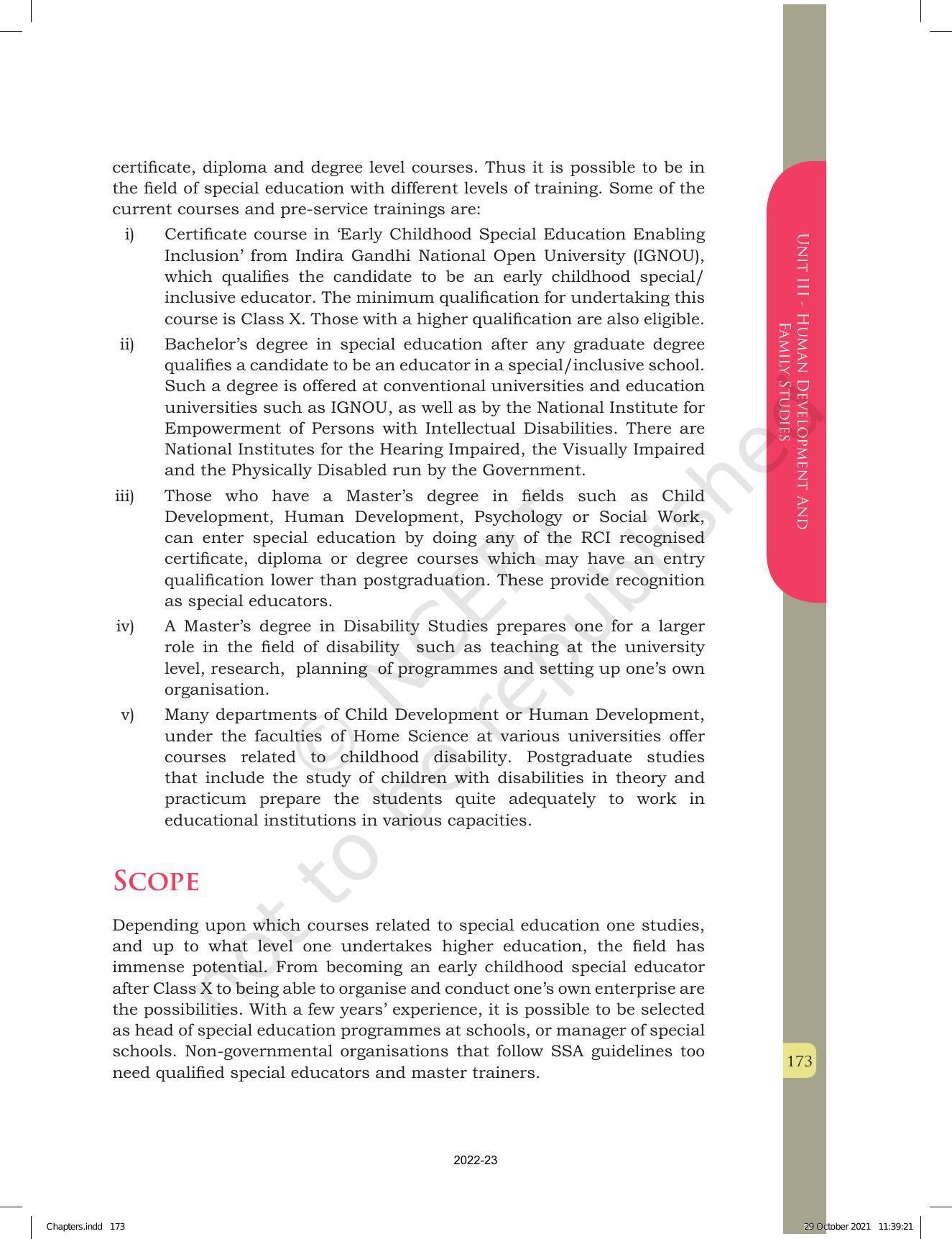 NCERT Book for Class 12 Home Science (Part -I) Chapter 9 Special Education and Support Services - Page 8