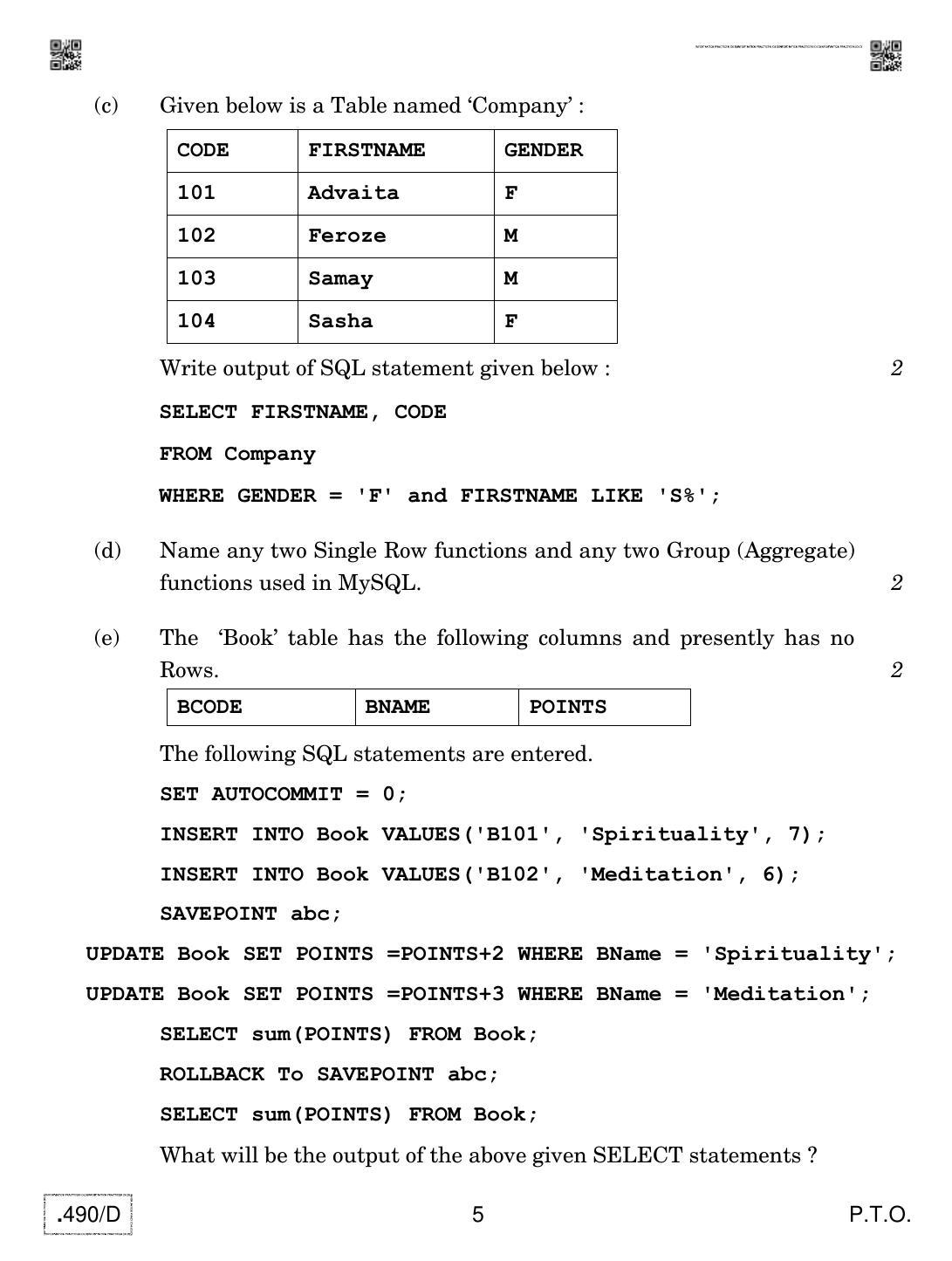 CBSE Class 12 IP (Old) 2020 Compartment Question Paper - Page 5