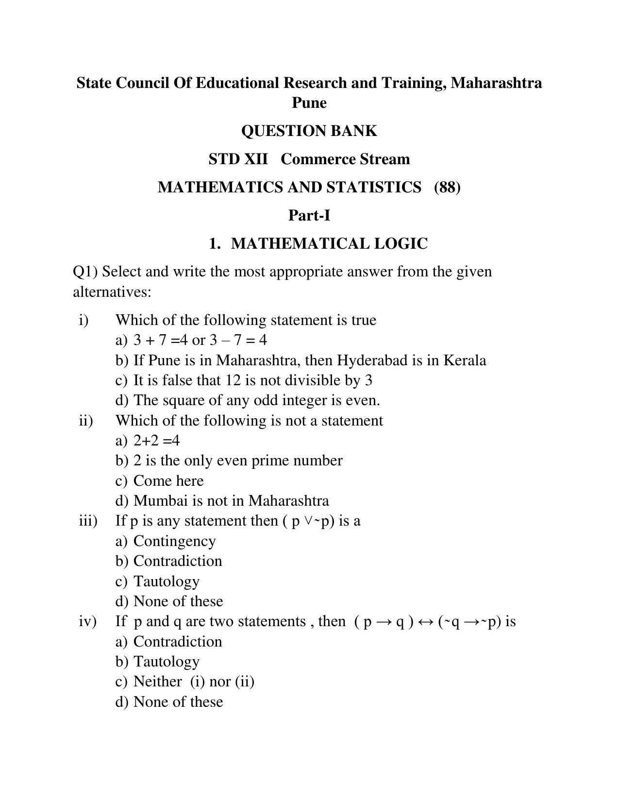 Maharashtra Board Class 12 	Mathematics and Statistics Sample Papers - Page 2