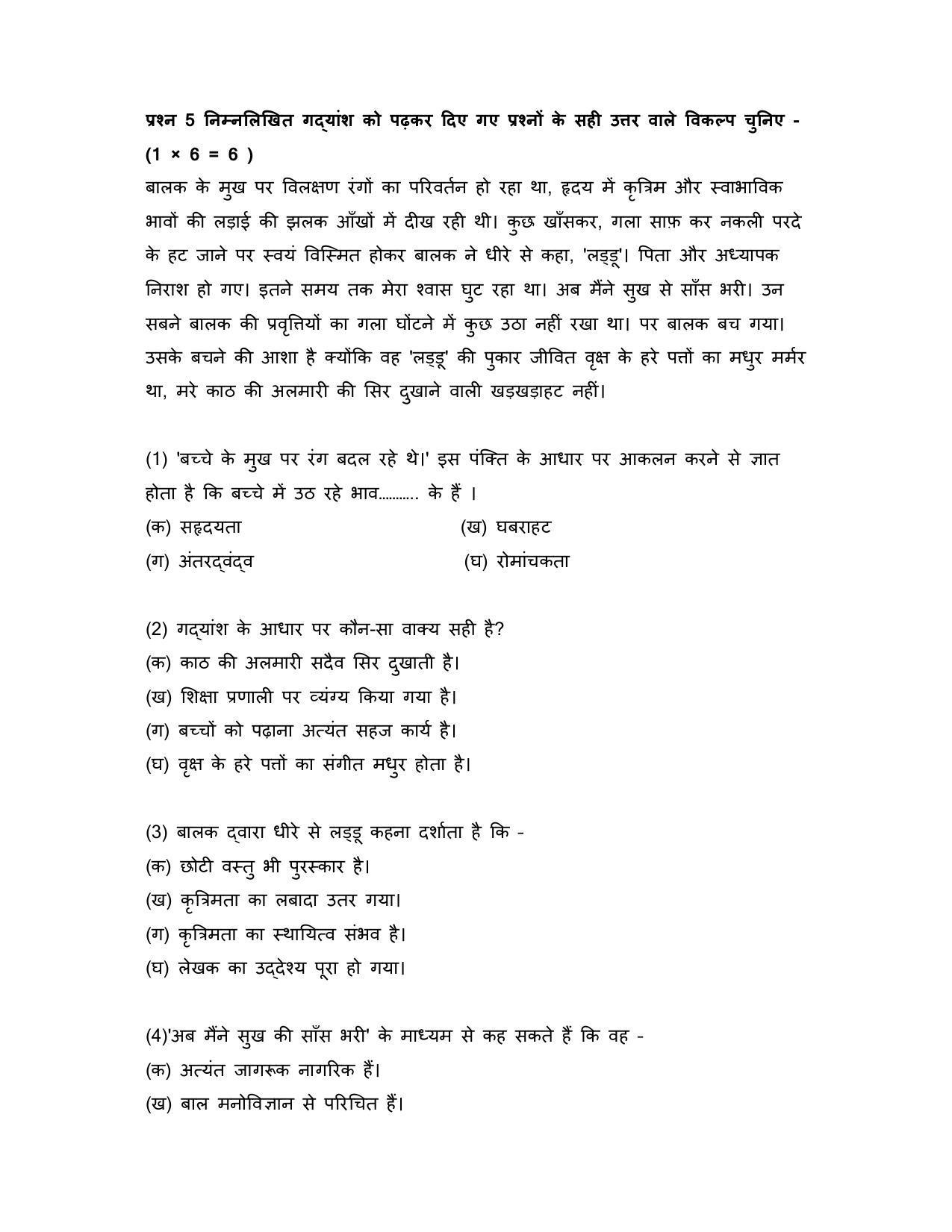 CBSE Class 12 Hindi Elective Sample Paper 2023 - Page 12