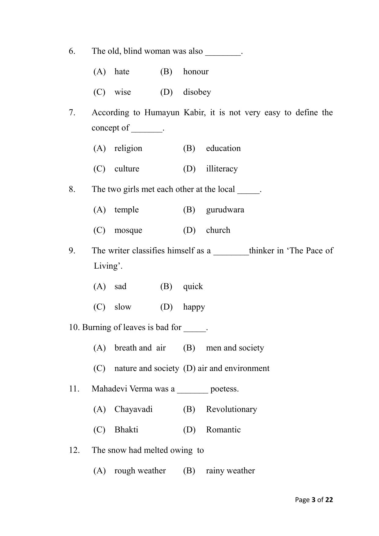 Bihar Board (BSEB) Class X: 113- ENGLISH 2025 Model Question Paper - Page 3