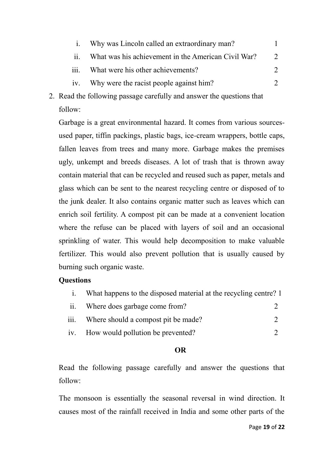 Bihar Board (BSEB) Class X: 113- ENGLISH 2025 Model Question Paper - Page 19