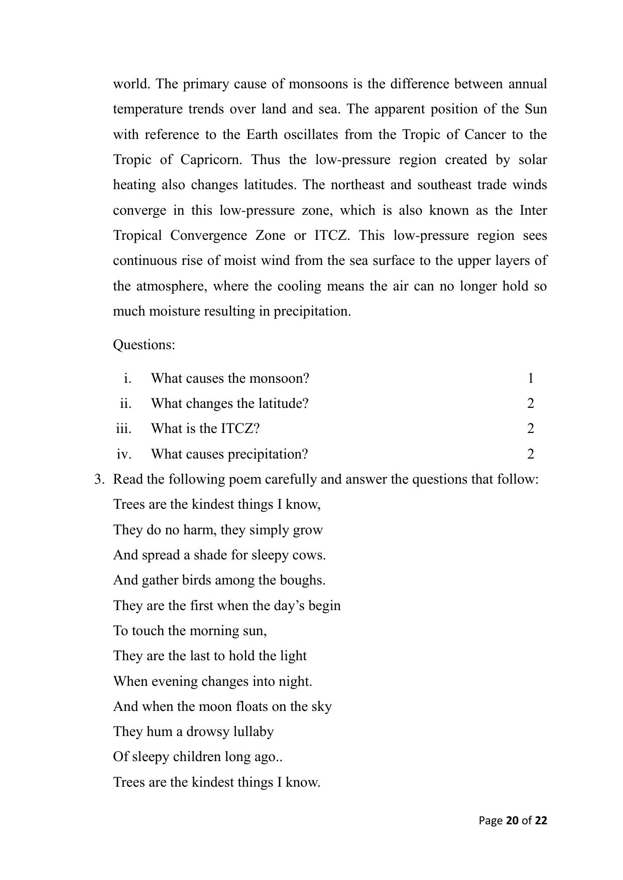 Bihar Board (BSEB) Class X: 113- ENGLISH 2025 Model Question Paper - Page 20