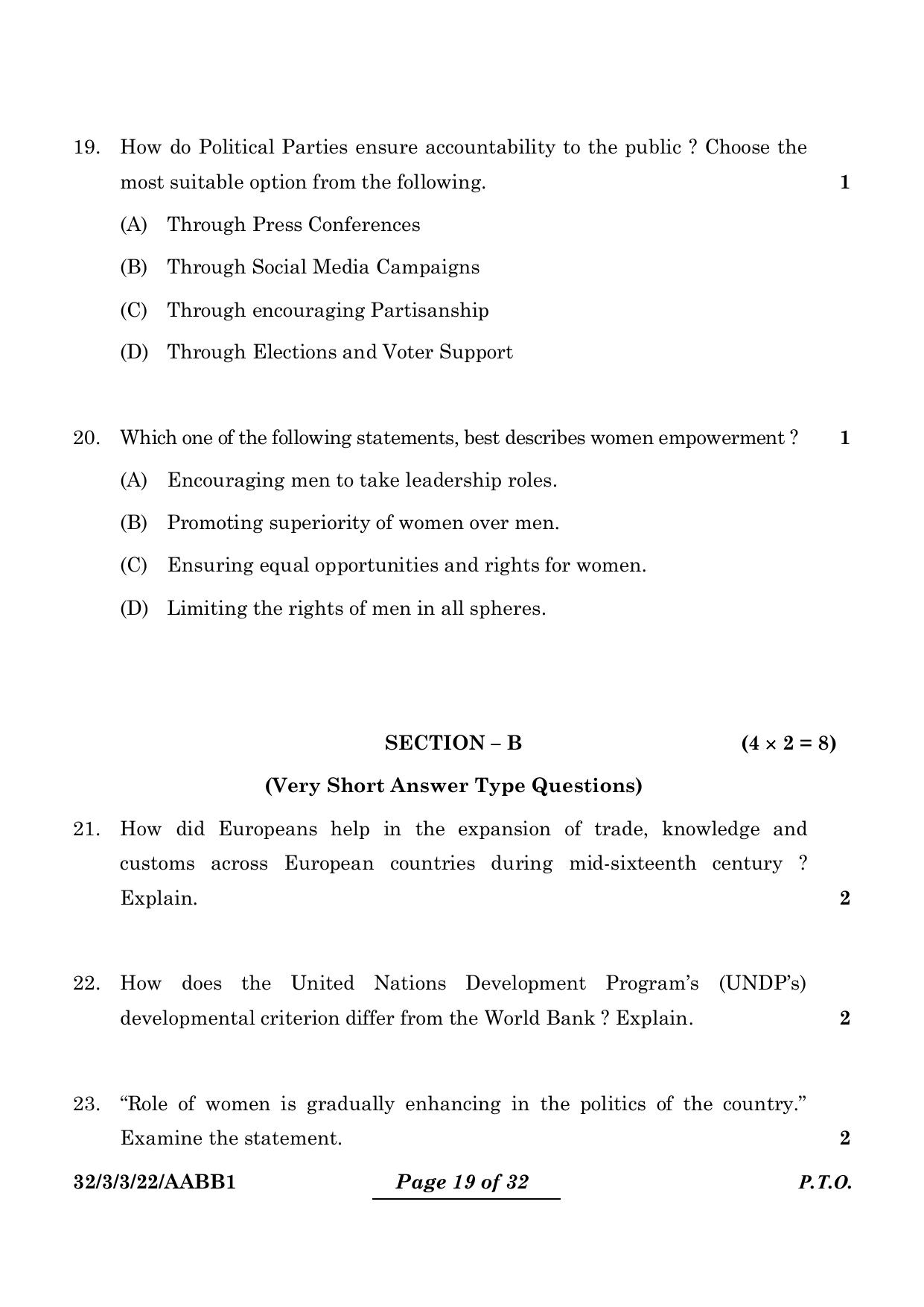 CBSE Class 10 32-3-3 Social Science 2024 Question Paper - Page 19