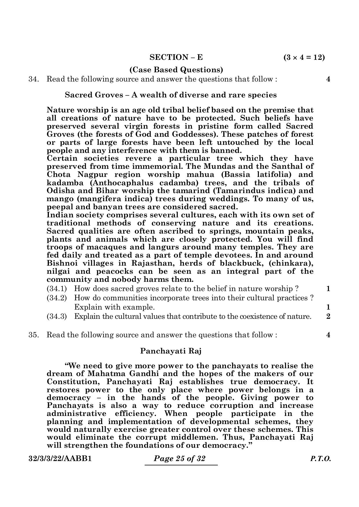 CBSE Class 10 32-3-3 Social Science 2024 Question Paper - Page 25