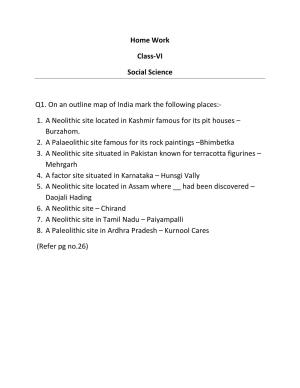 CBSE Worksheets for Class 6 Social Science Neolithic site Assignment