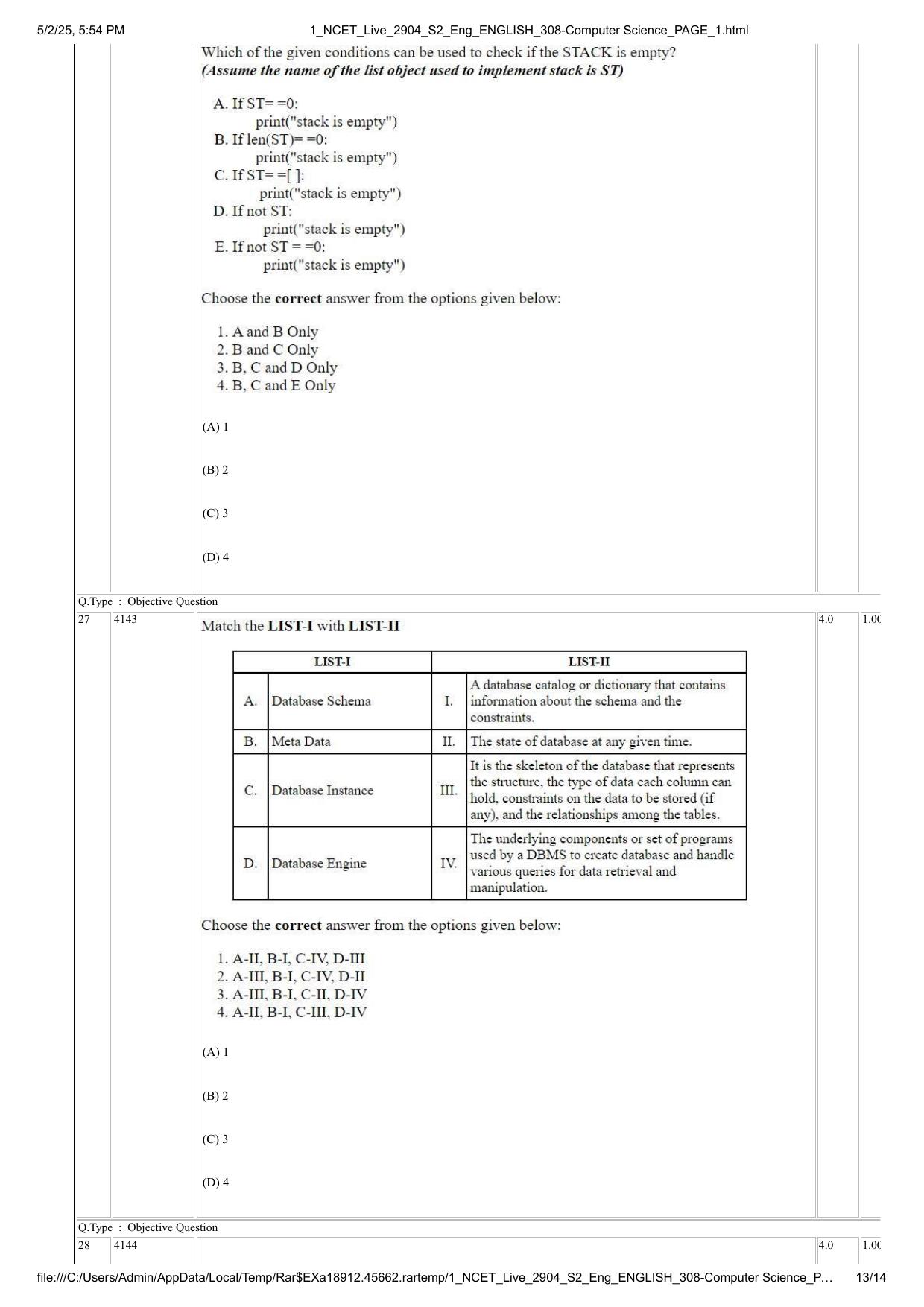NCET 2025 Question Paper - Computer Science - Page 13