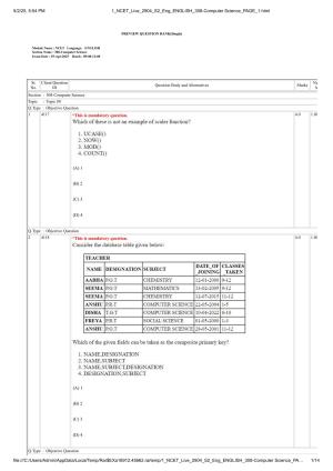 NCET 2025 Question Paper - Computer Science