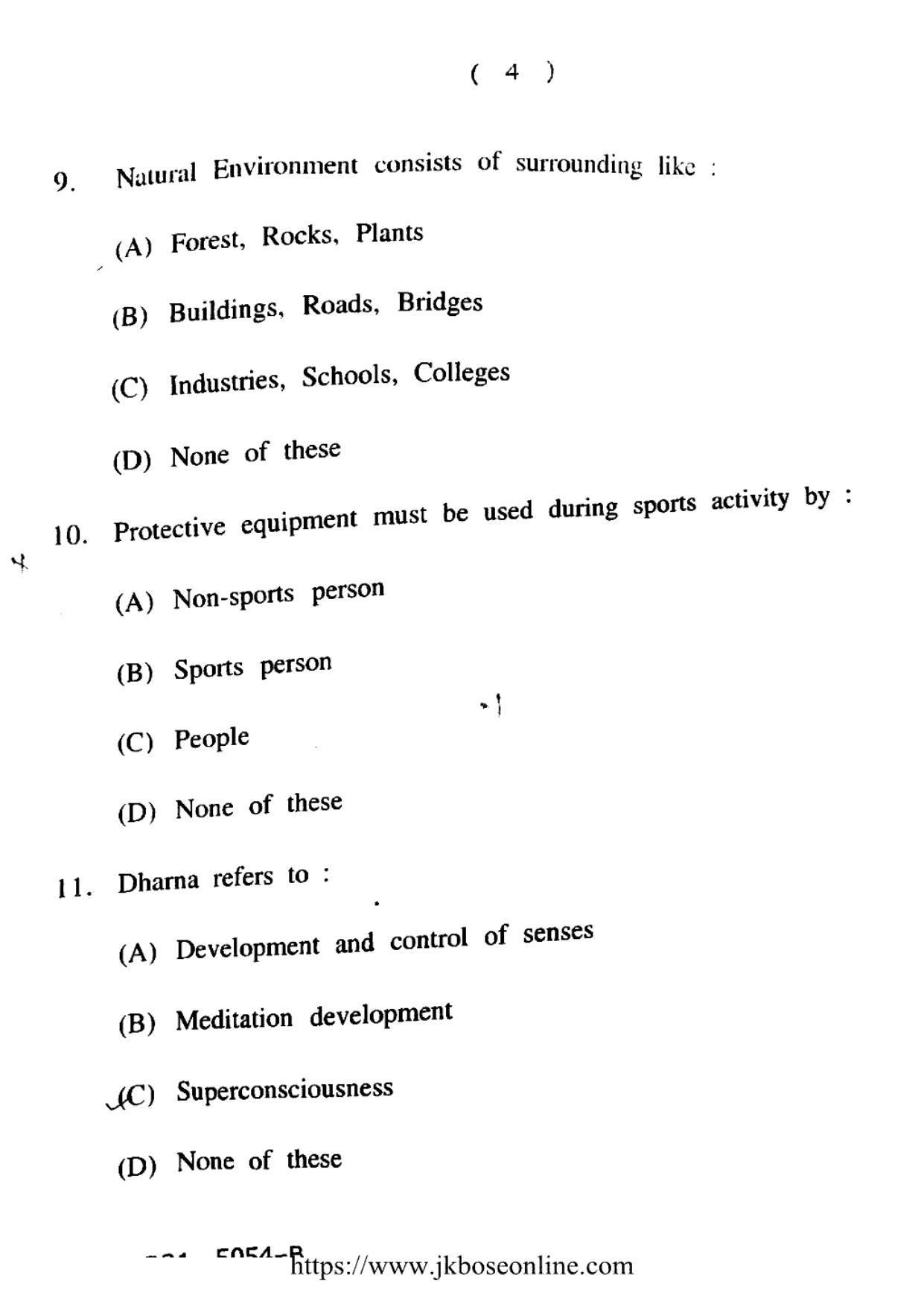 JKBOSE Class 12 Physical-Education 5054-B Question Papers 2021 - Page 4