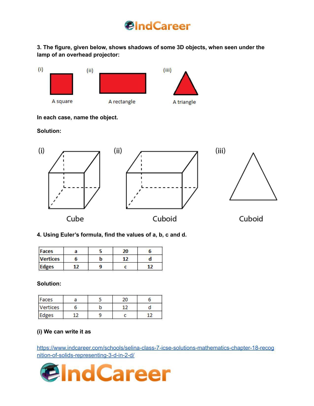Selina Class 7 ICSE Solutions Mathematics : Chapter 18- Recognition of Solids (Representing 3-D in 2-D) - Page 3