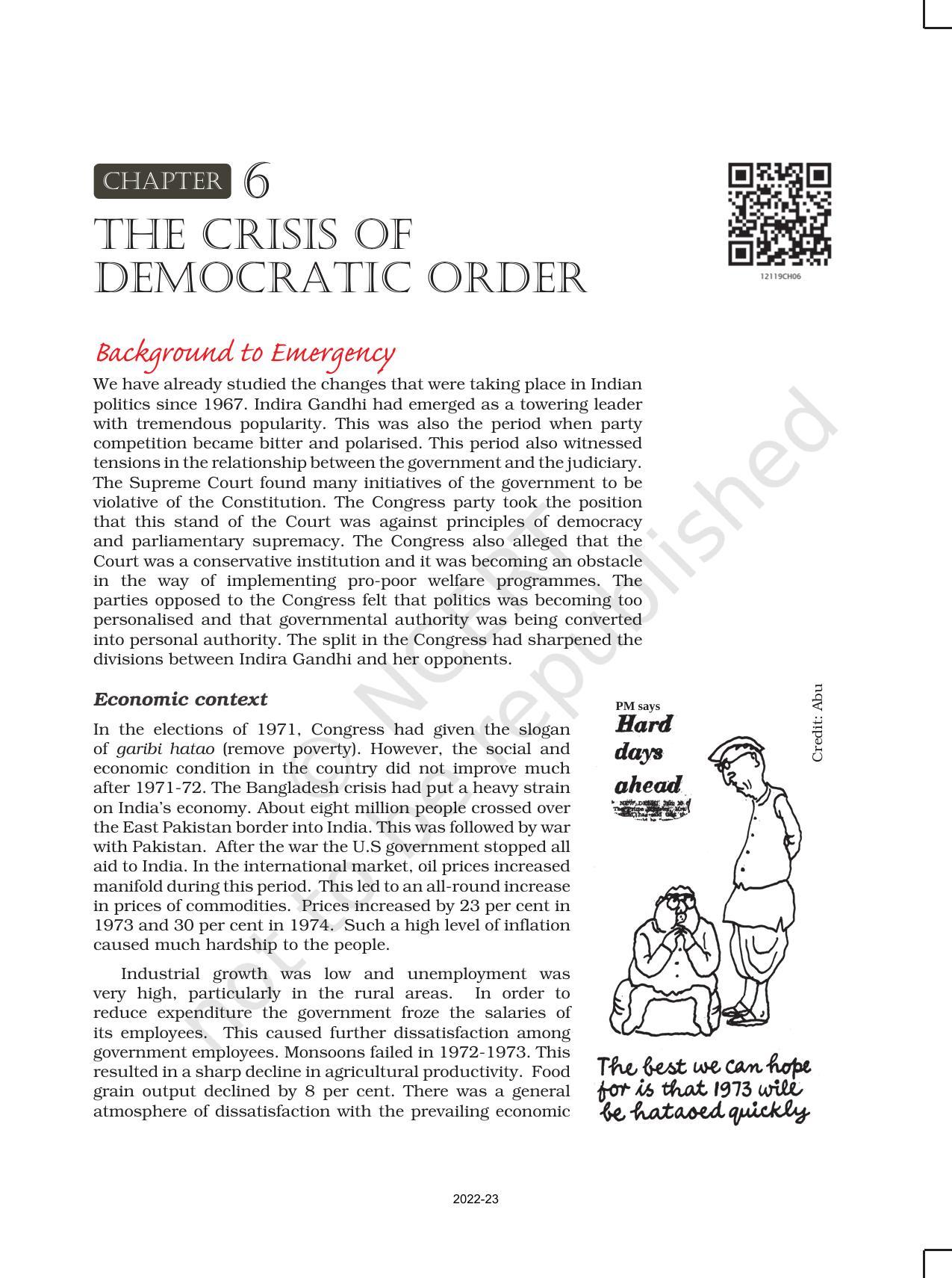 NCERT Book for Class 12 Political Science (Politics In India Since Independence) Chapter 6 The Crisis of Democratic Order - Page 2