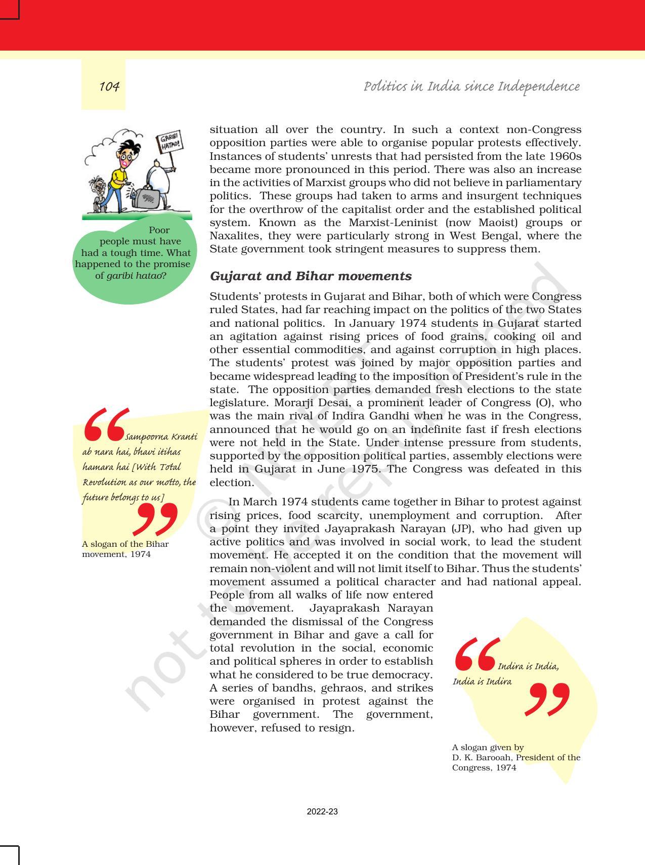 NCERT Book for Class 12 Political Science (Politics In India Since Independence) Chapter 6 The Crisis of Democratic Order - Page 3