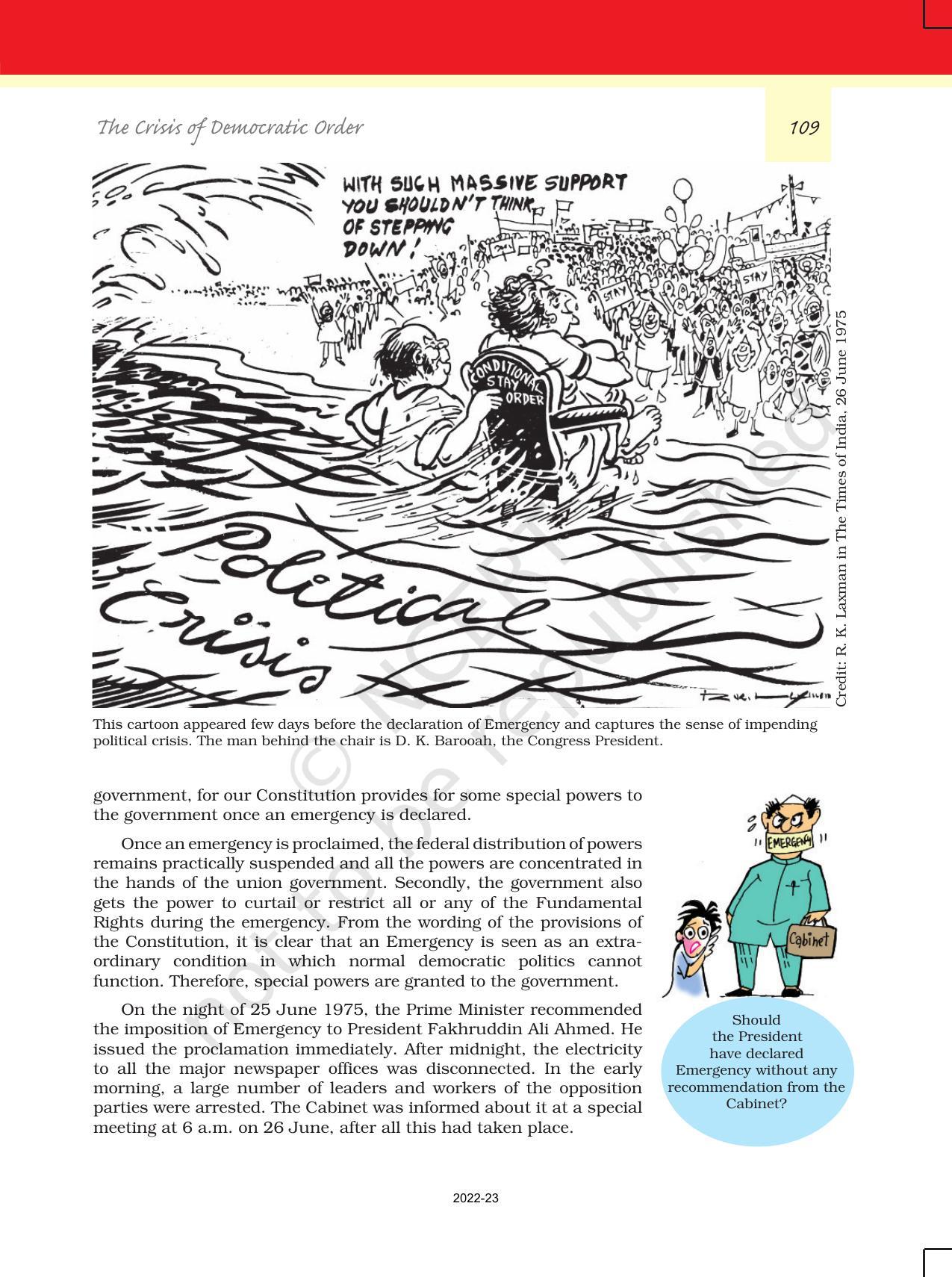 NCERT Book for Class 12 Political Science (Politics In India Since Independence) Chapter 6 The Crisis of Democratic Order - Page 8