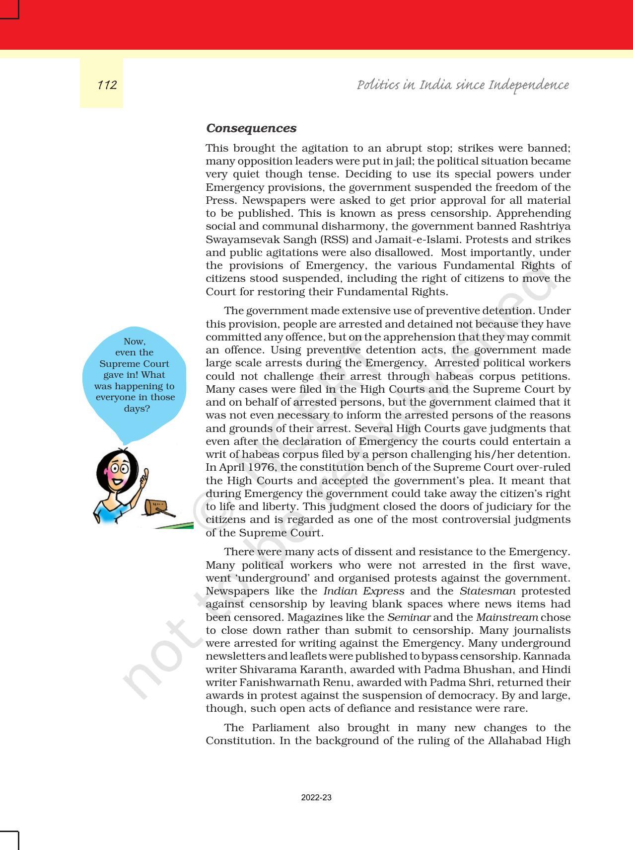 NCERT Book for Class 12 Political Science (Politics In India Since Independence) Chapter 6 The Crisis of Democratic Order - Page 11
