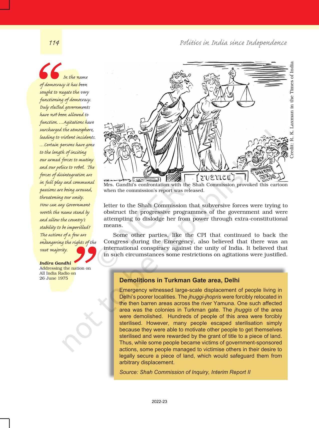NCERT Book for Class 12 Political Science (Politics In India Since Independence) Chapter 6 The Crisis of Democratic Order - Page 13