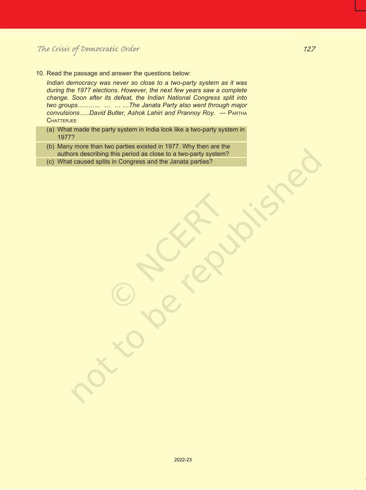 NCERT Book for Class 12 Political Science (Politics In India Since Independence) Chapter 6 The Crisis of Democratic Order - Page 26