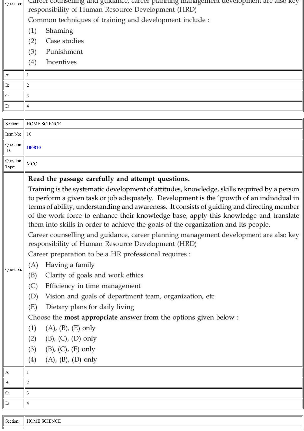 CUET 2022 Question Paper of Home Science - Page 7