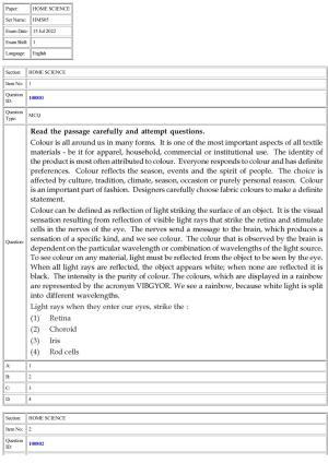 CUET 2022 Question Paper of Home Science