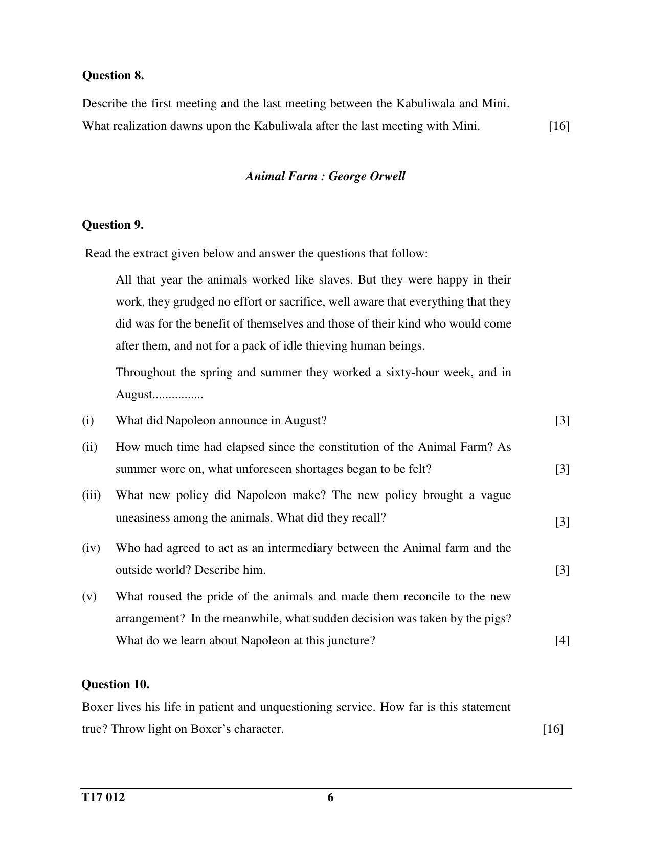 ICSE Class 10 English Paper II (ENGLISH LITERATURE)  2017 Question Paper - Page 6