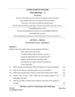ICSE Class 10 English Paper II (ENGLISH LITERATURE)  2017 Question Paper