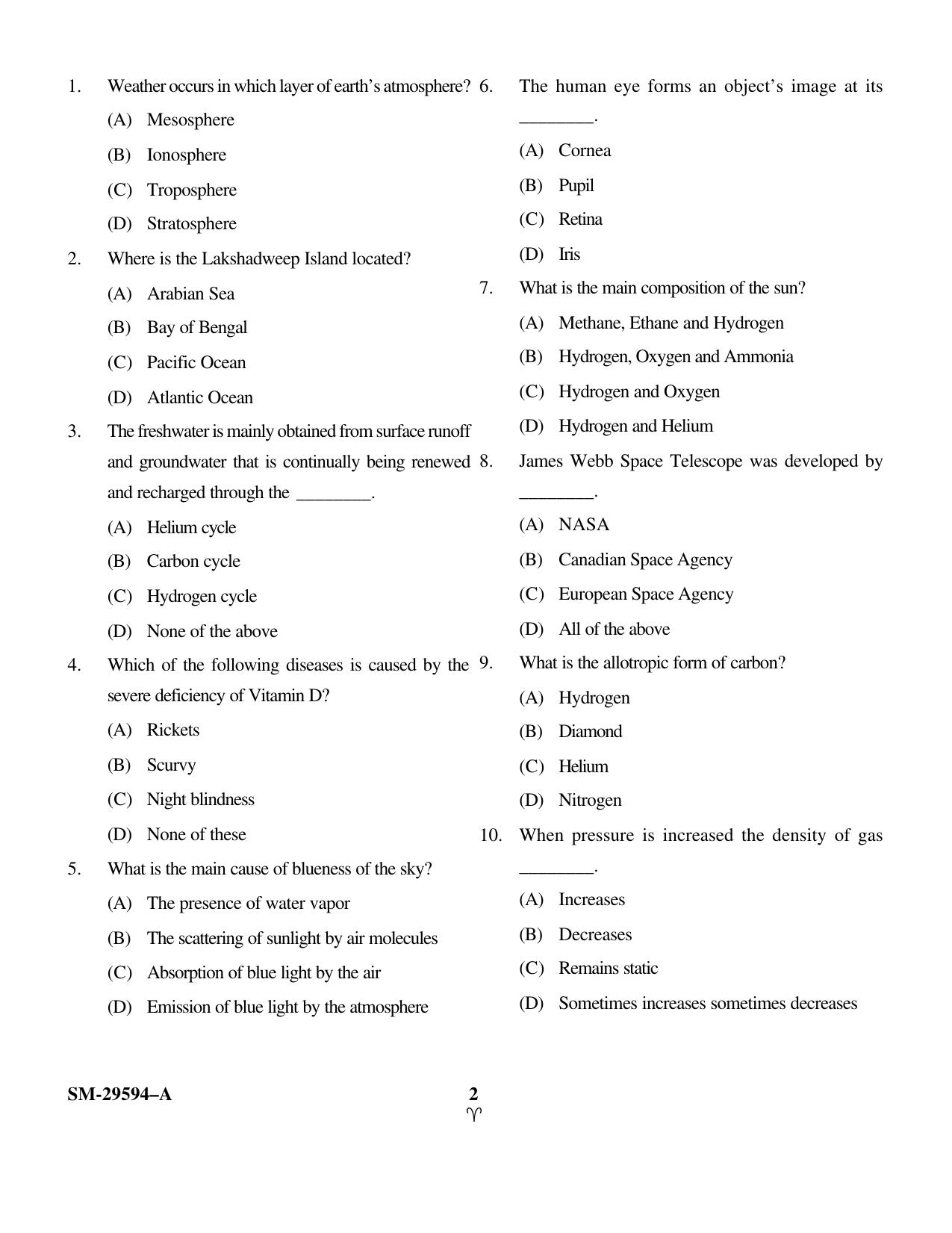 KUET 2023 MLIS Question Paper - Page 2