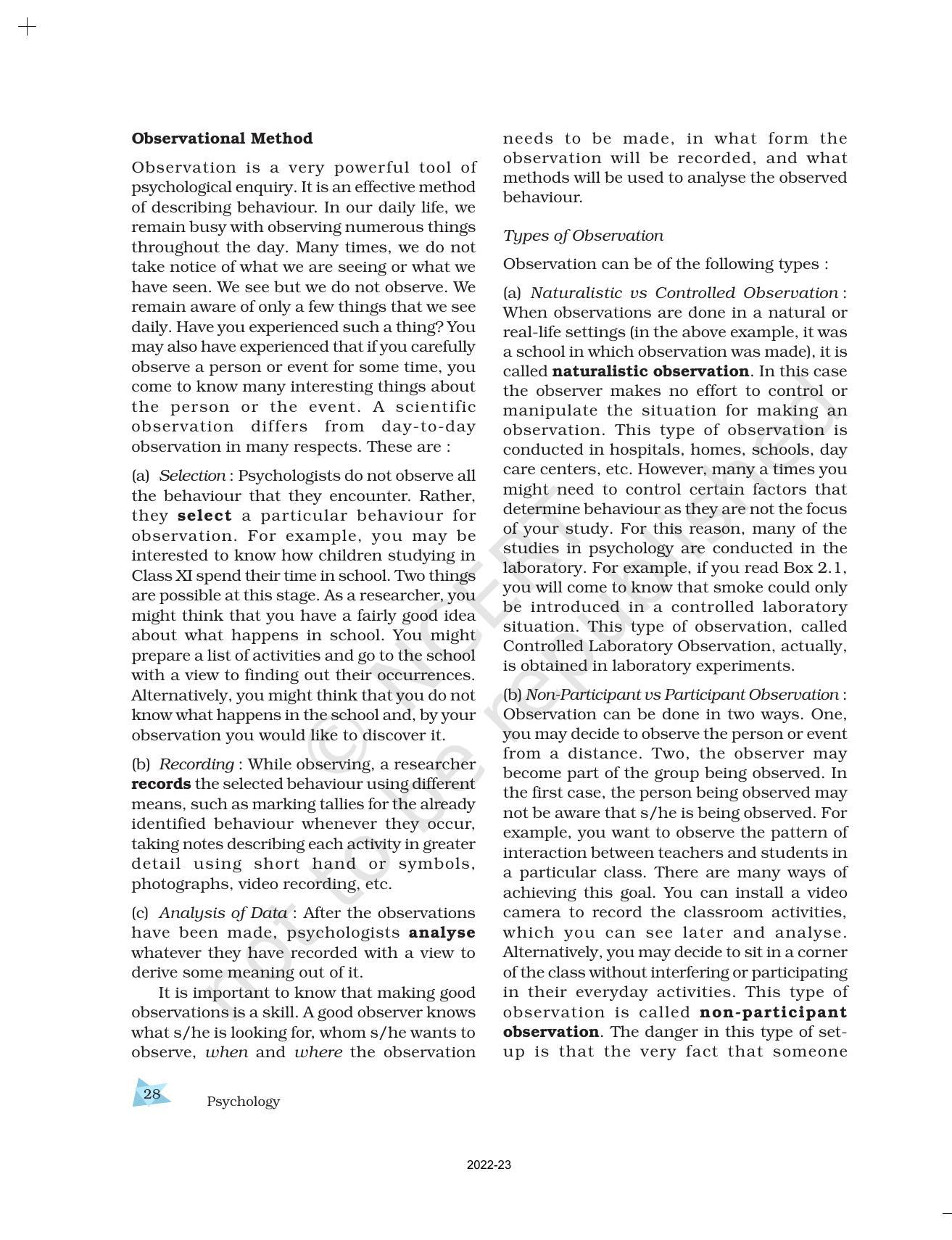 NCERT Book for Class 11 Psychology Chapter 2 Methods of Enquiry in Psychology - Page 7