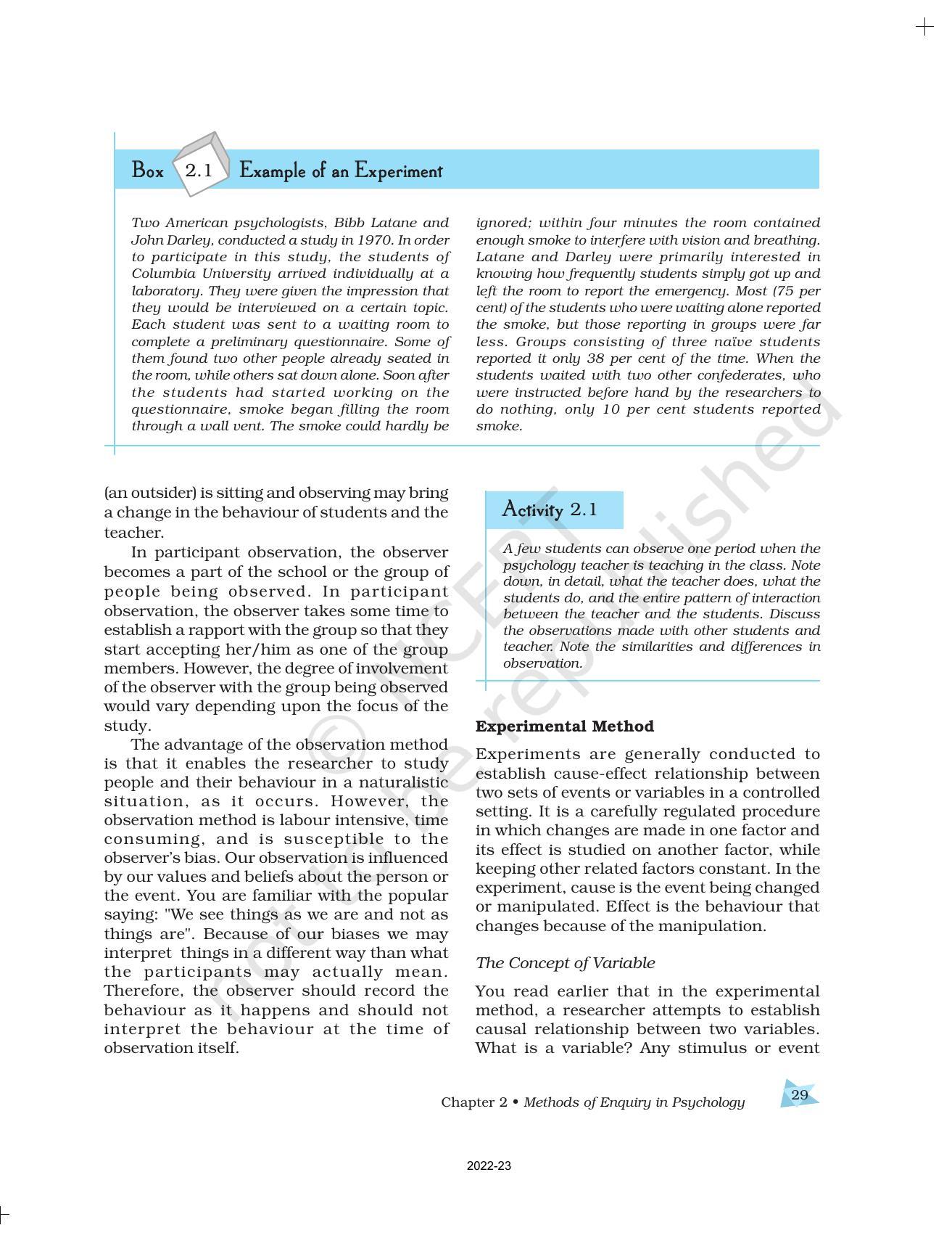 NCERT Book for Class 11 Psychology Chapter 2 Methods of Enquiry in Psychology - Page 8