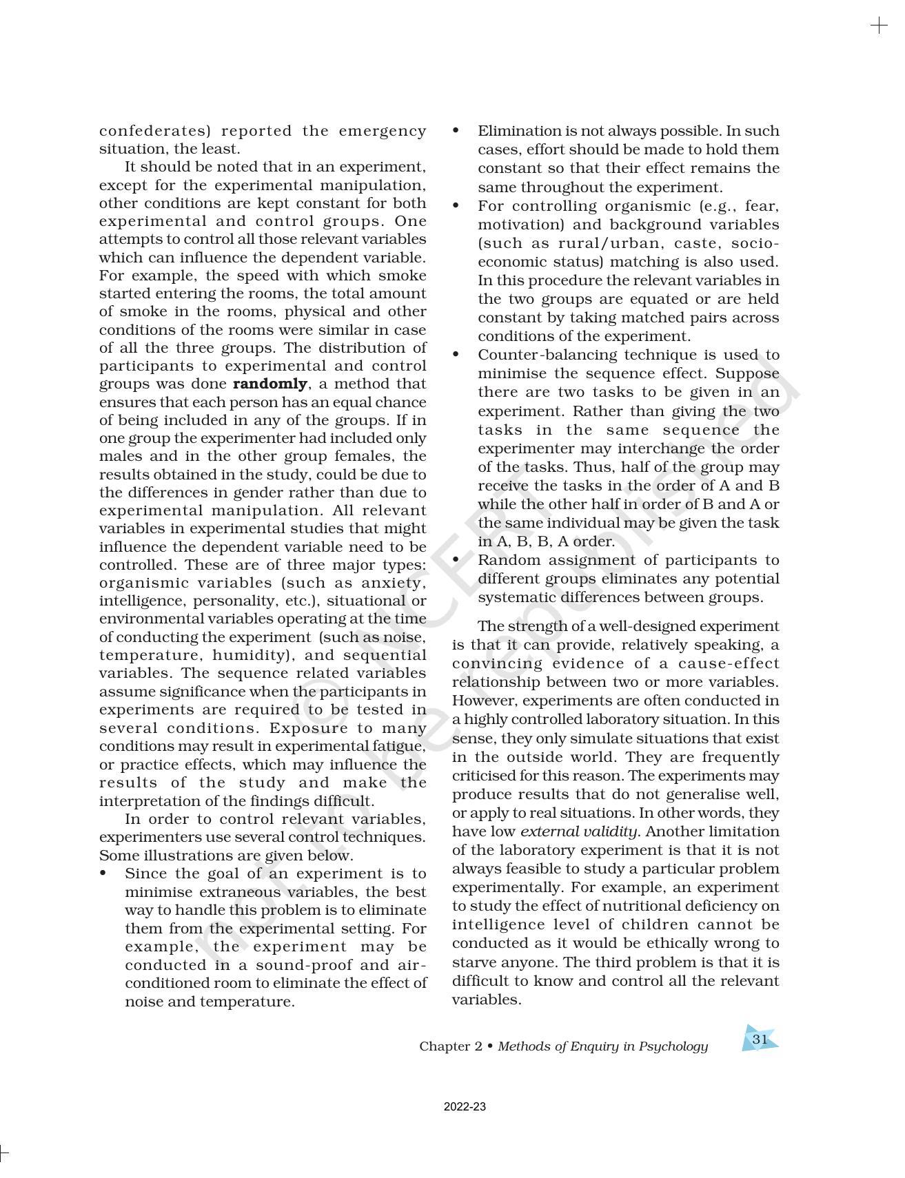 NCERT Book for Class 11 Psychology Chapter 2 Methods of Enquiry in Psychology - Page 10