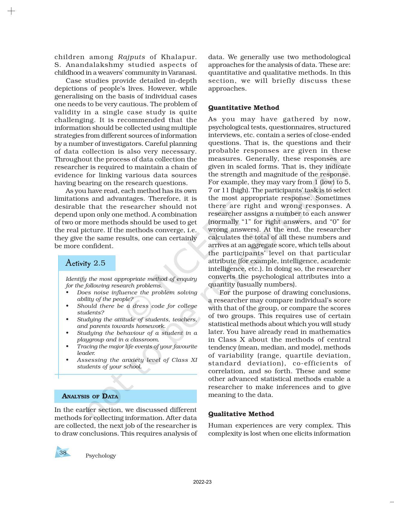 NCERT Book for Class 11 Psychology Chapter 2 Methods of Enquiry in Psychology - Page 17