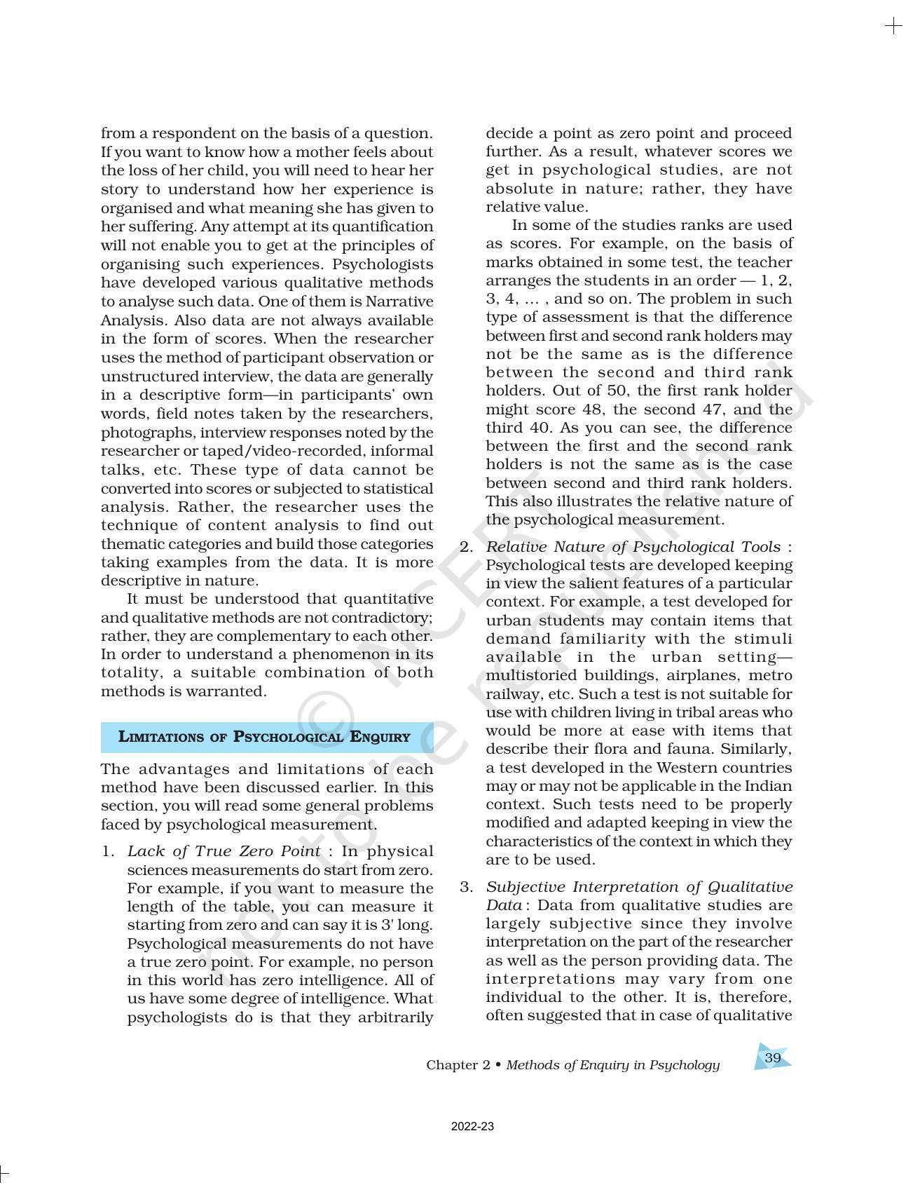 NCERT Book for Class 11 Psychology Chapter 2 Methods of Enquiry in Psychology - Page 18
