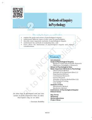 NCERT Book for Class 11 Psychology Chapter 2 Methods of Enquiry in Psychology