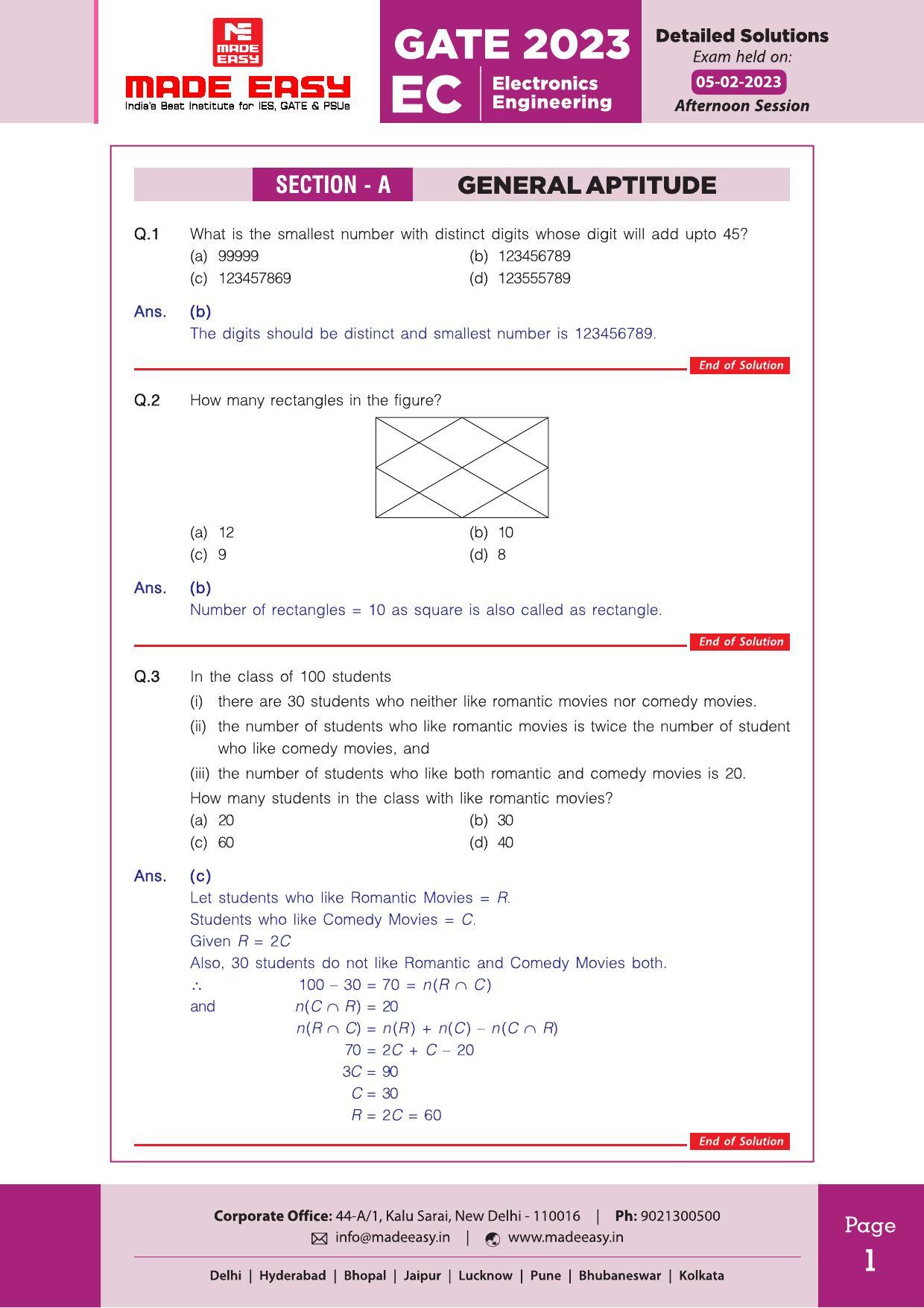 GATE 2023 Electronics and Communication Engineering (EC) Question Paper (Made Easy) - Page 2