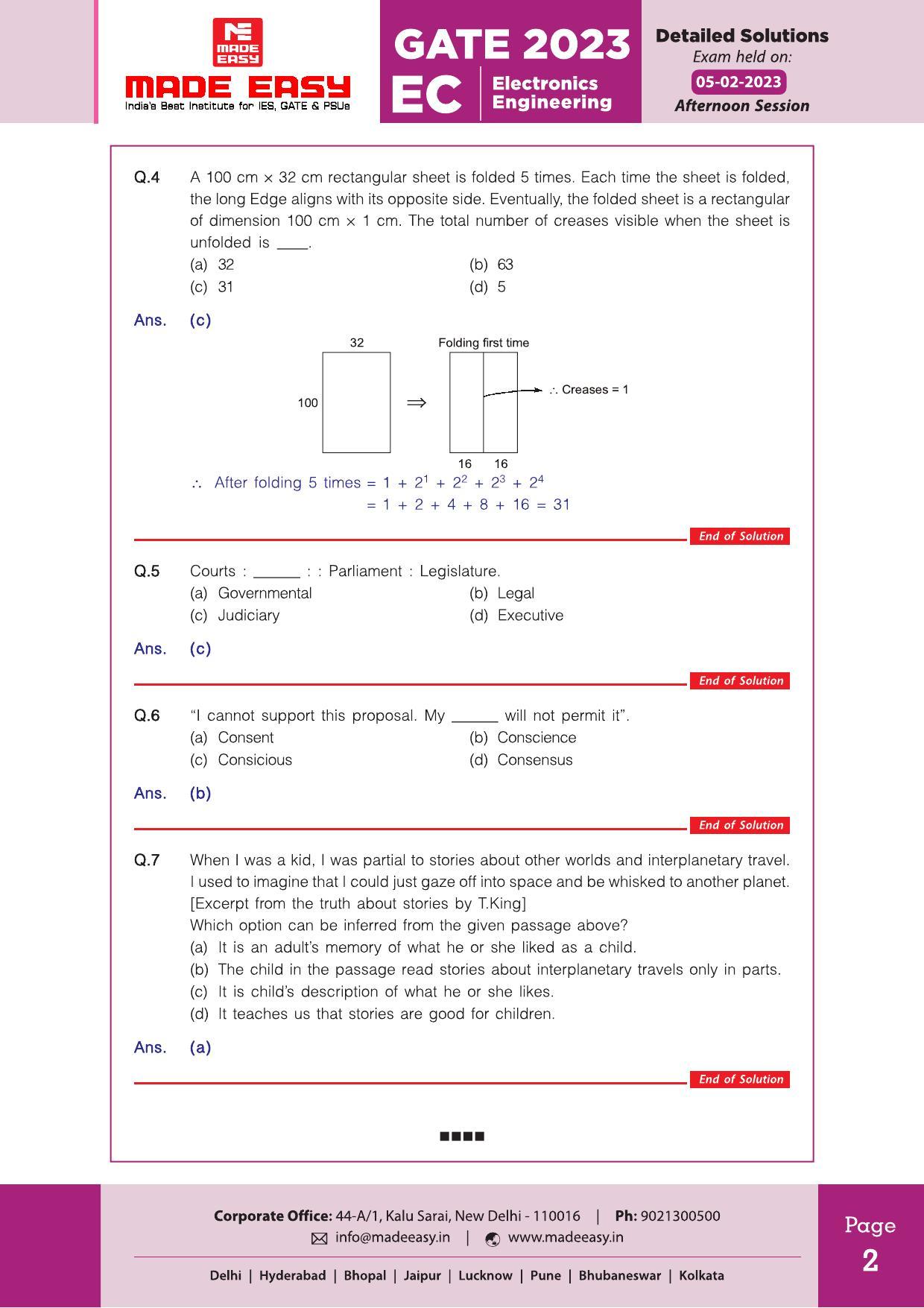 GATE 2023 Electronics and Communication Engineering (EC) Question Paper (Made Easy) - Page 3
