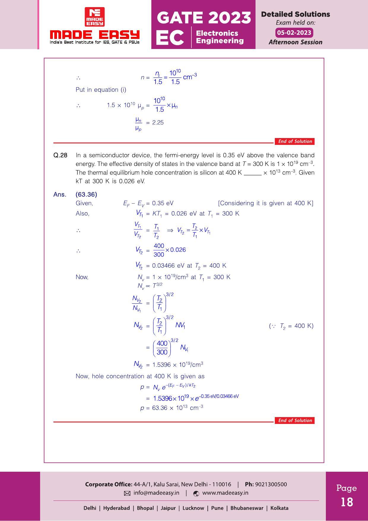 GATE 2023 Electronics and Communication Engineering (EC) Question Paper (Made Easy) - Page 22