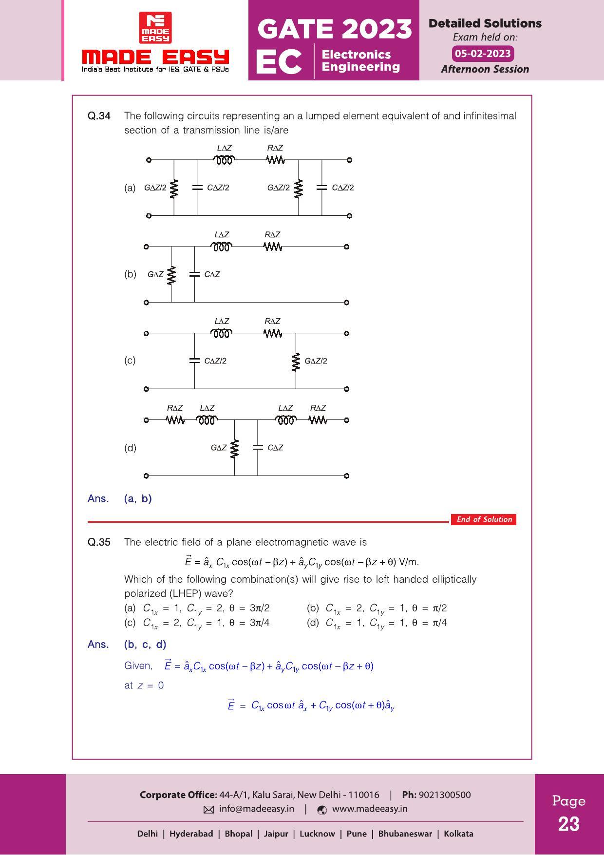 GATE 2023 Electronics and Communication Engineering (EC) Question Paper (Made Easy) - Page 28