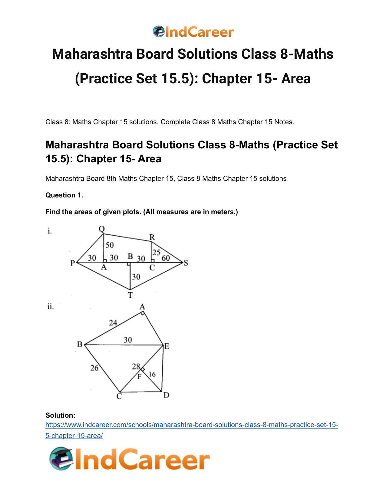 Maharashtra Board Solutions Class 8-Maths (Practice Set 15.5): Chapter 15- Area - Page 2