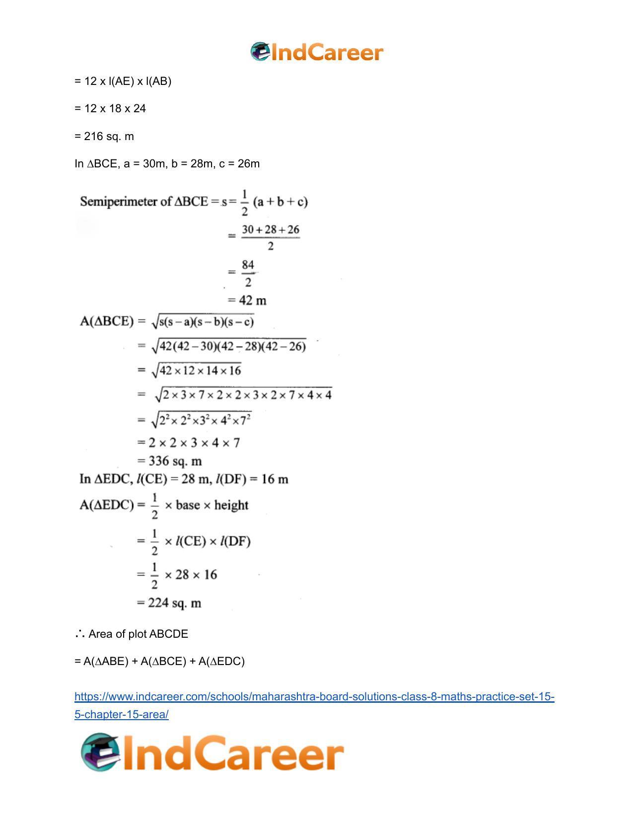 Maharashtra Board Solutions Class 8-Maths (Practice Set 15.5): Chapter 15- Area - Page 5