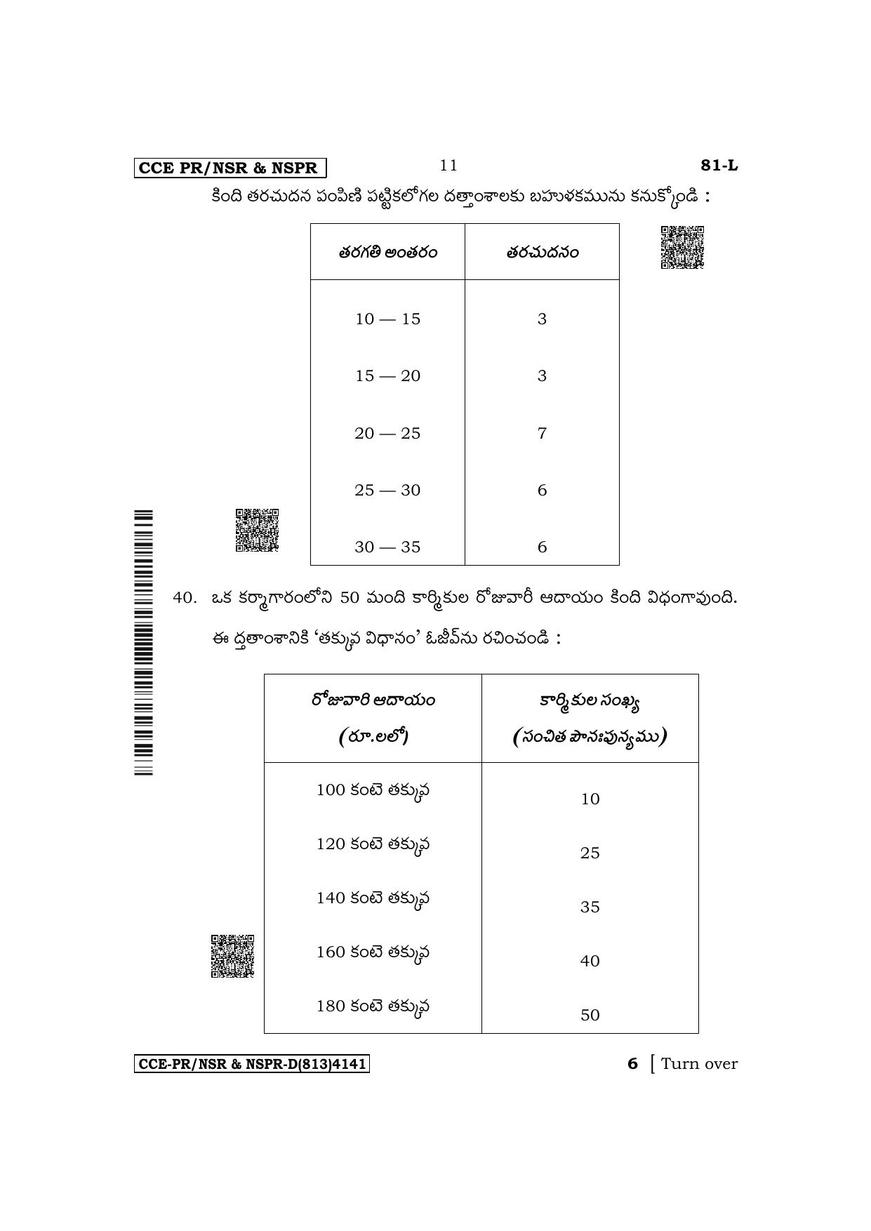 Karnataka SSLC Mathematics (Telugu Medium) Supplementary Exam Question Paper 2023 (D Version) - Page 11