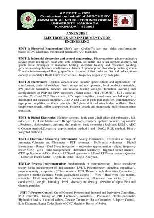 AP ECET ELECTRONICS AND INSTRUMENTATION ENGINEERING Syllabus