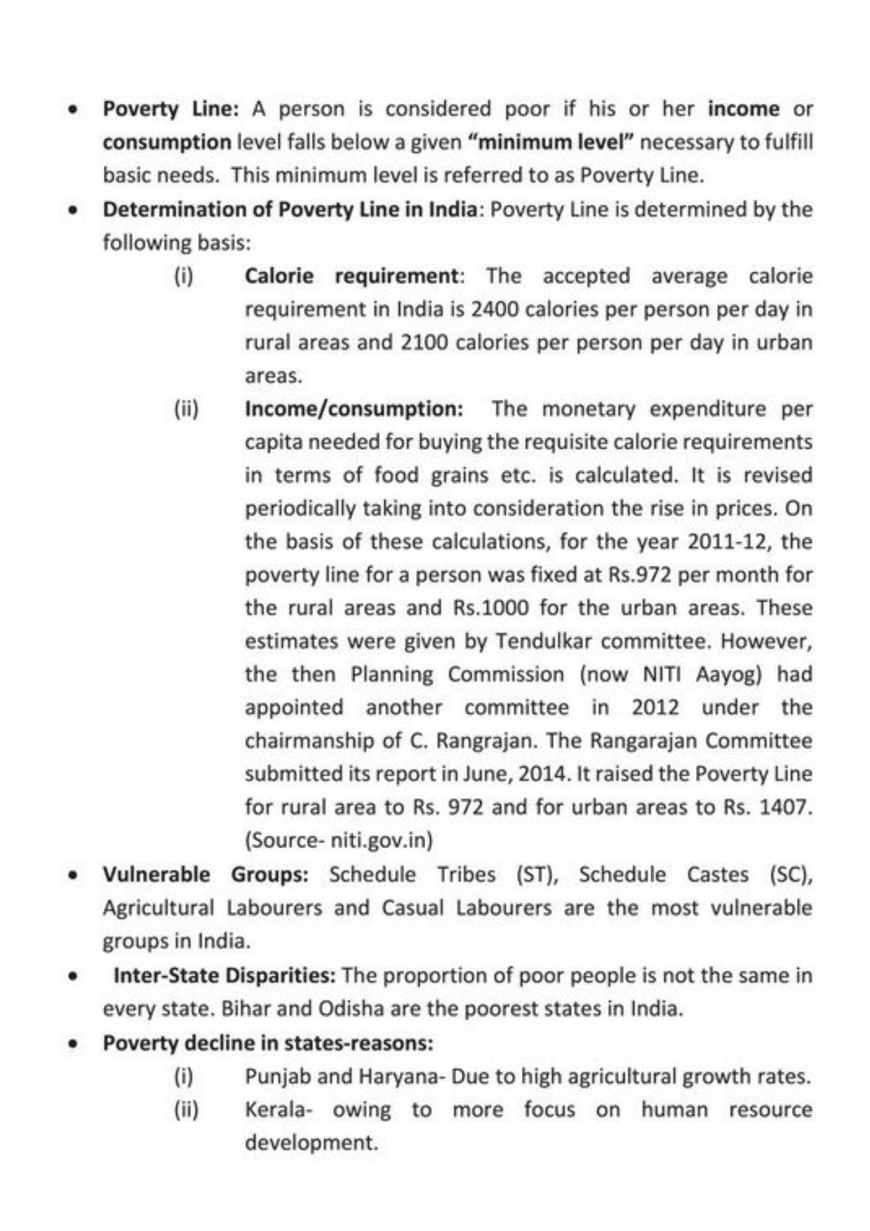 Class 9 Notes, Question & Practice Paper - Economics (Topic 3 : Poverty as a Challenge) - Page 3