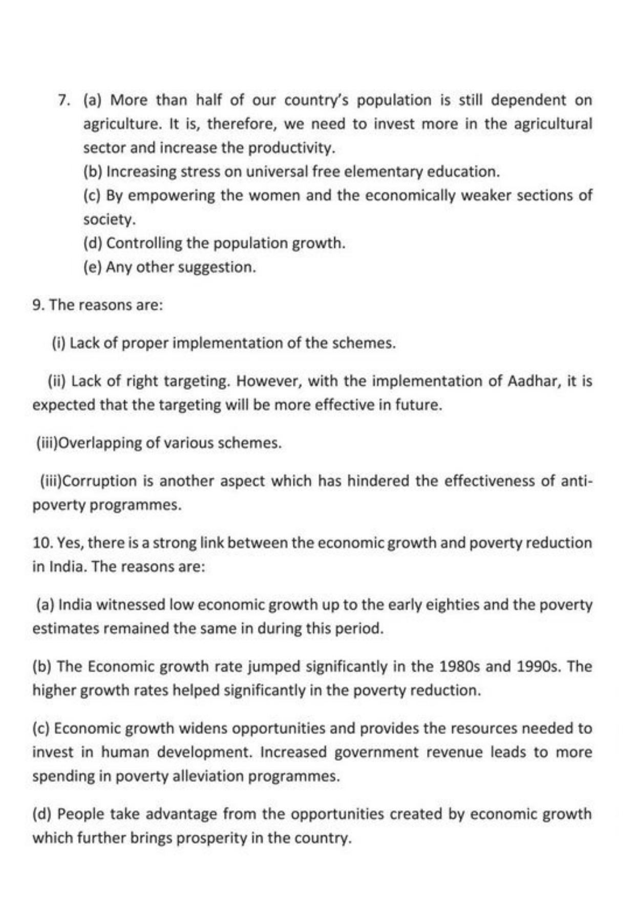 Class 9 Notes, Question & Practice Paper - Economics (Topic 3 : Poverty as a Challenge) - Page 10