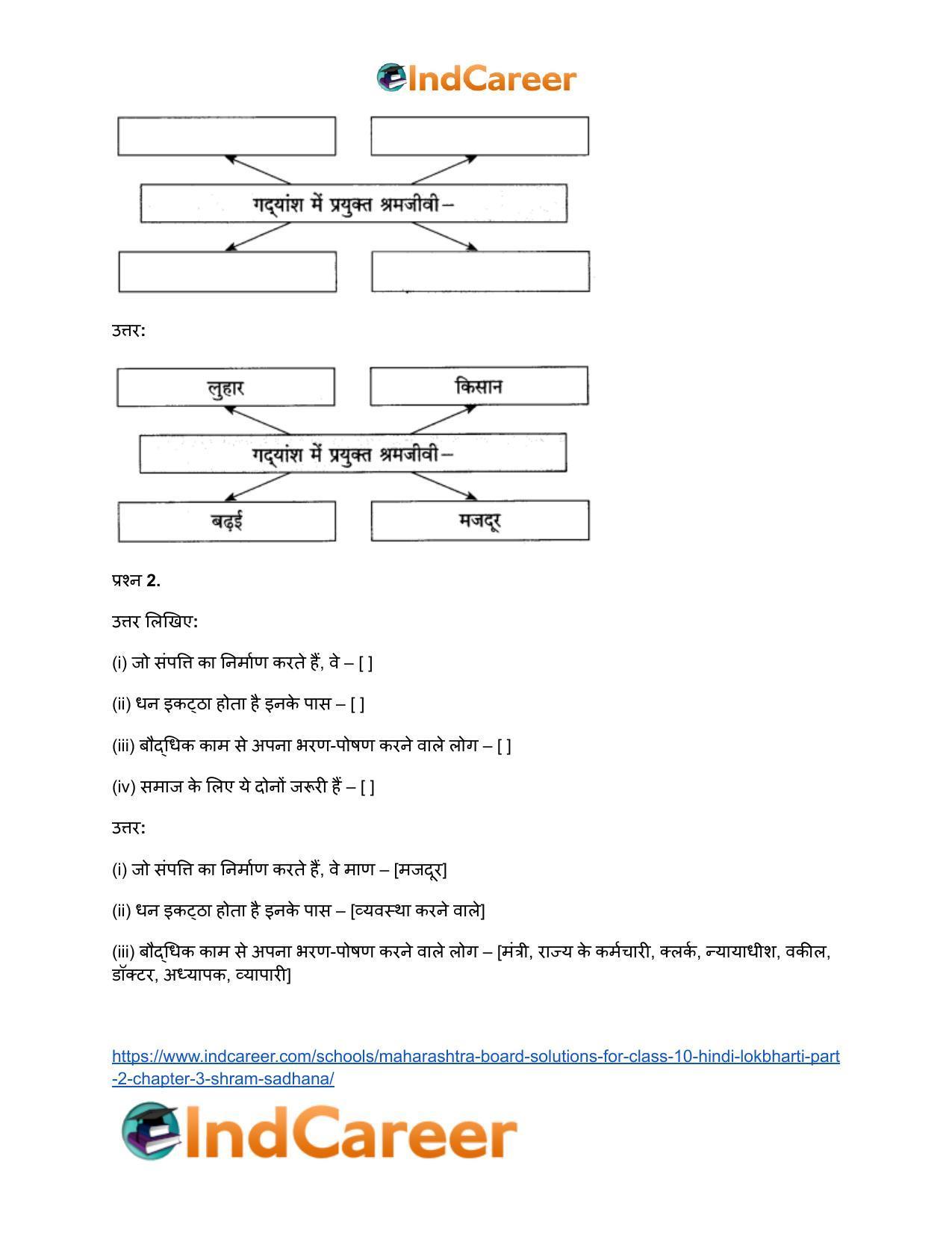Maharashtra Board Solutions for Class 10- Hindi Lokbharti (Part 2): Chapter 3- श्रम साधना - Page 18