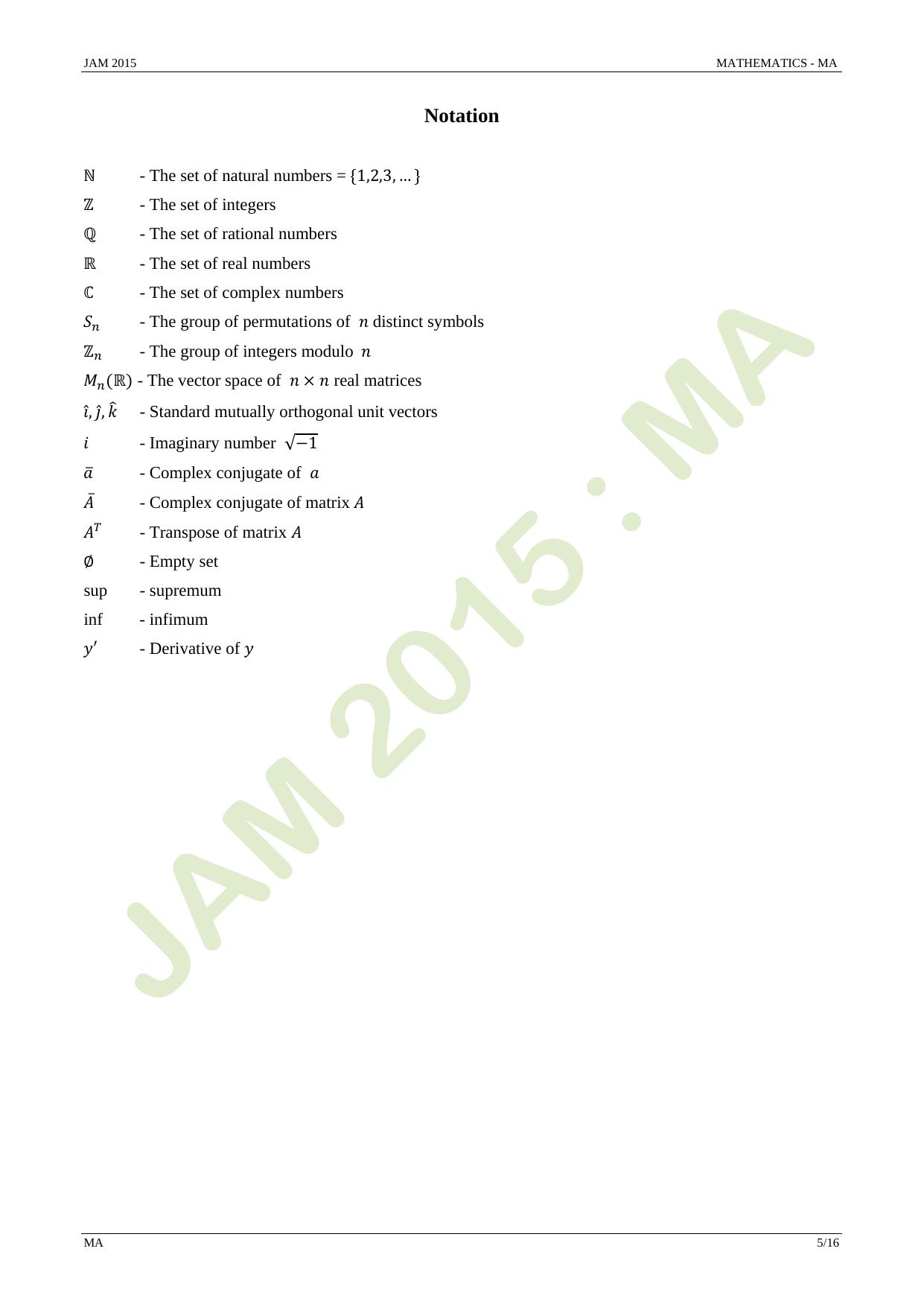 JAM 2015: MA Question Paper - Page 5