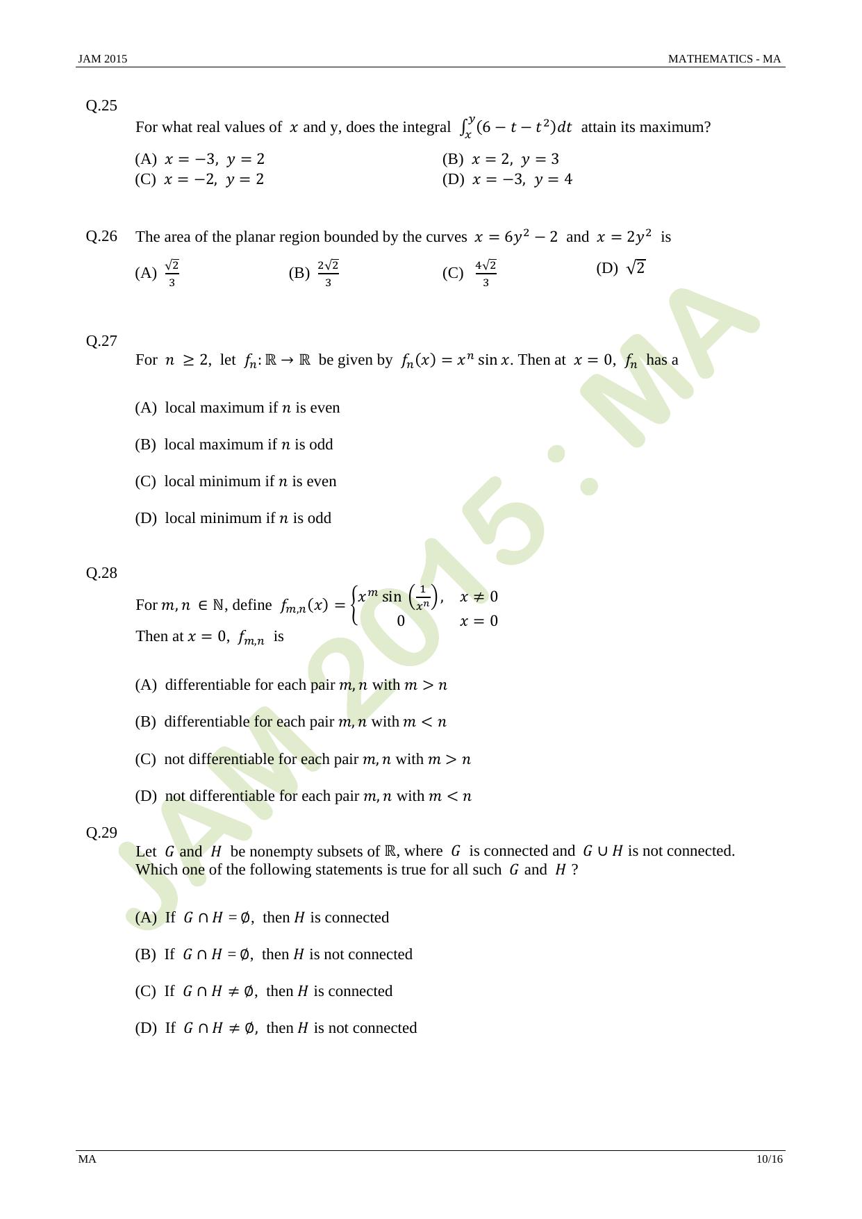 JAM 2015: MA Question Paper - Page 10