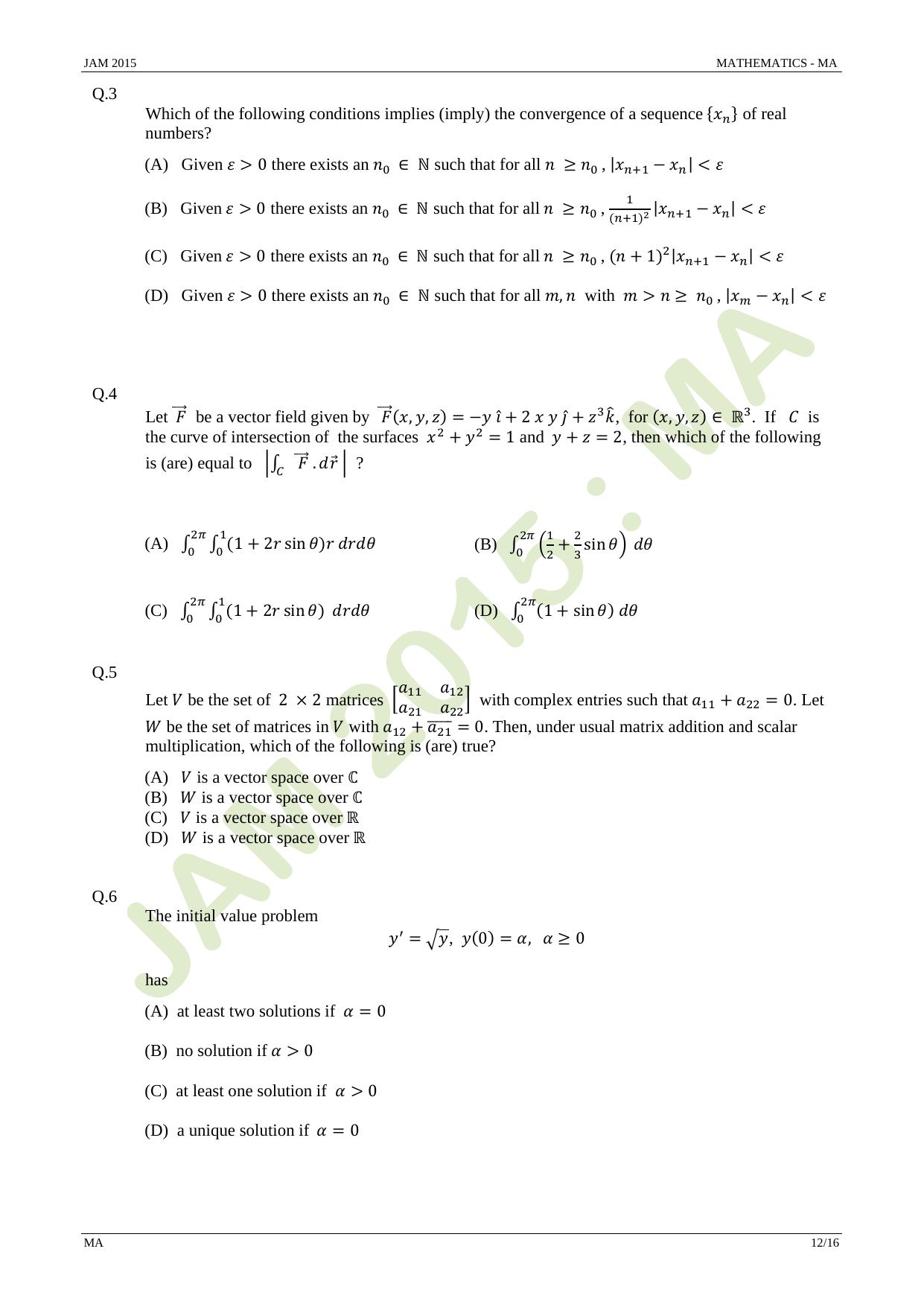 JAM 2015: MA Question Paper - Page 12