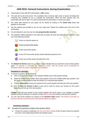 JAM 2015: MA Question Paper