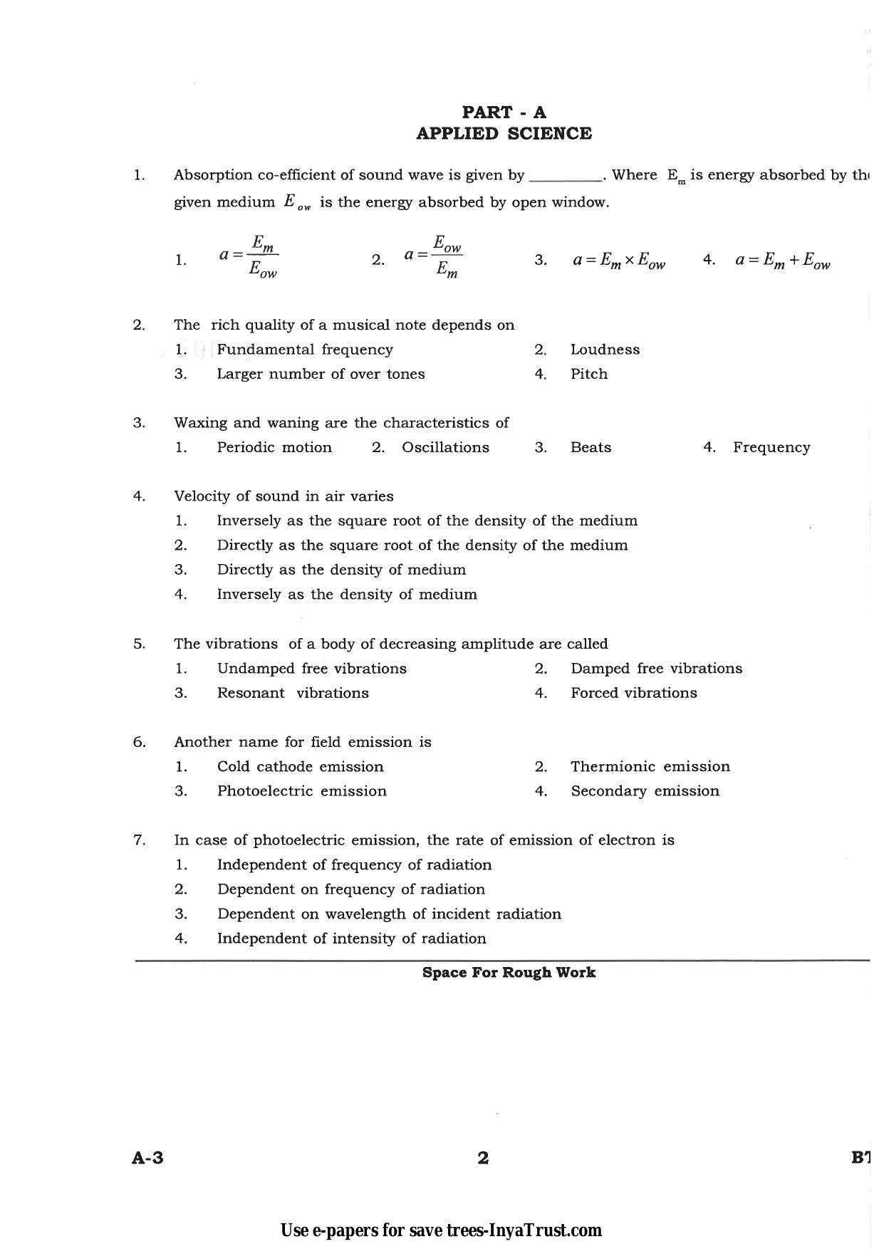 Karnataka Diploma CET- 2015 Biotechnology Question Paper - Page 2