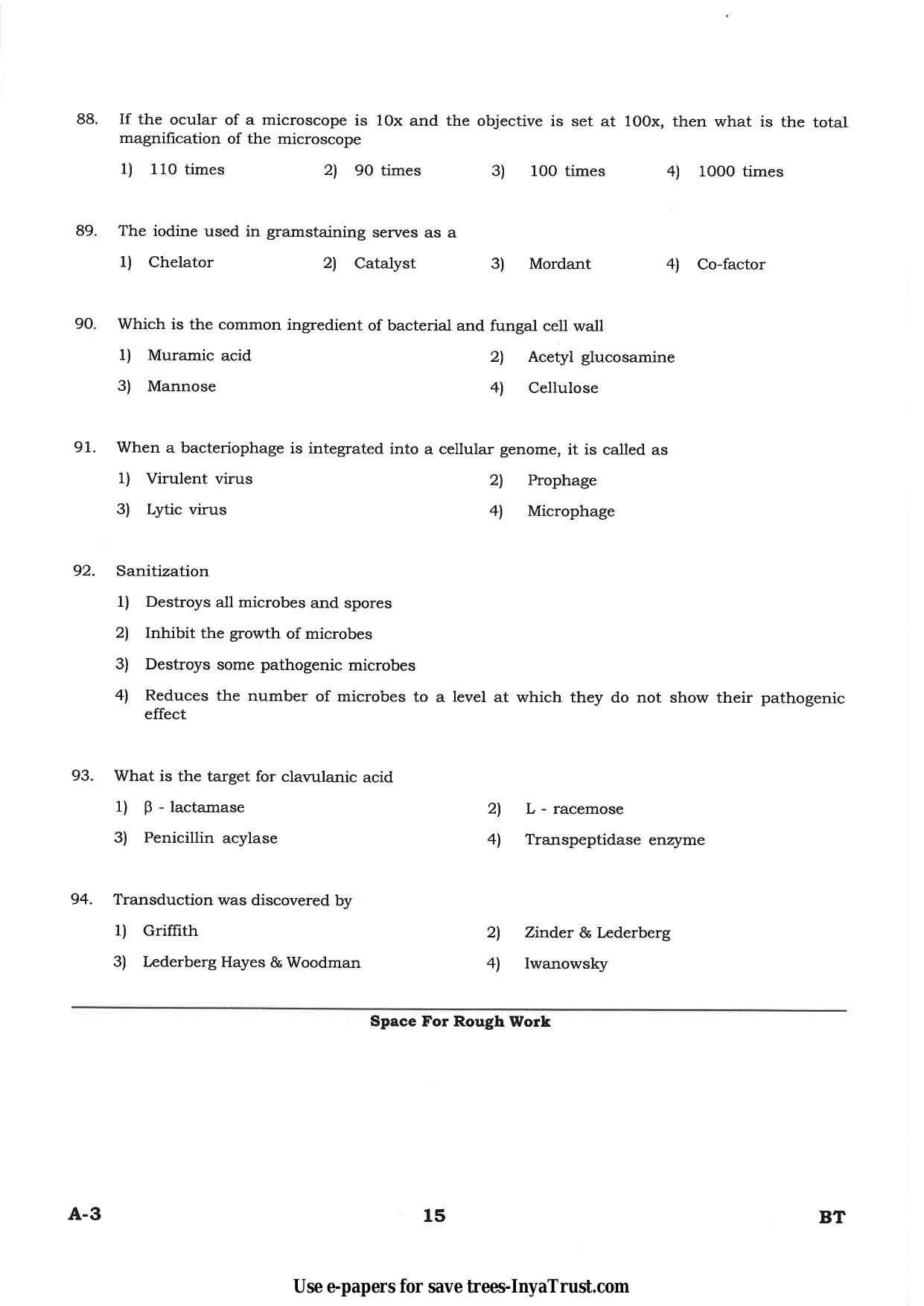 Karnataka Diploma CET- 2015 Biotechnology Question Paper - Page 15