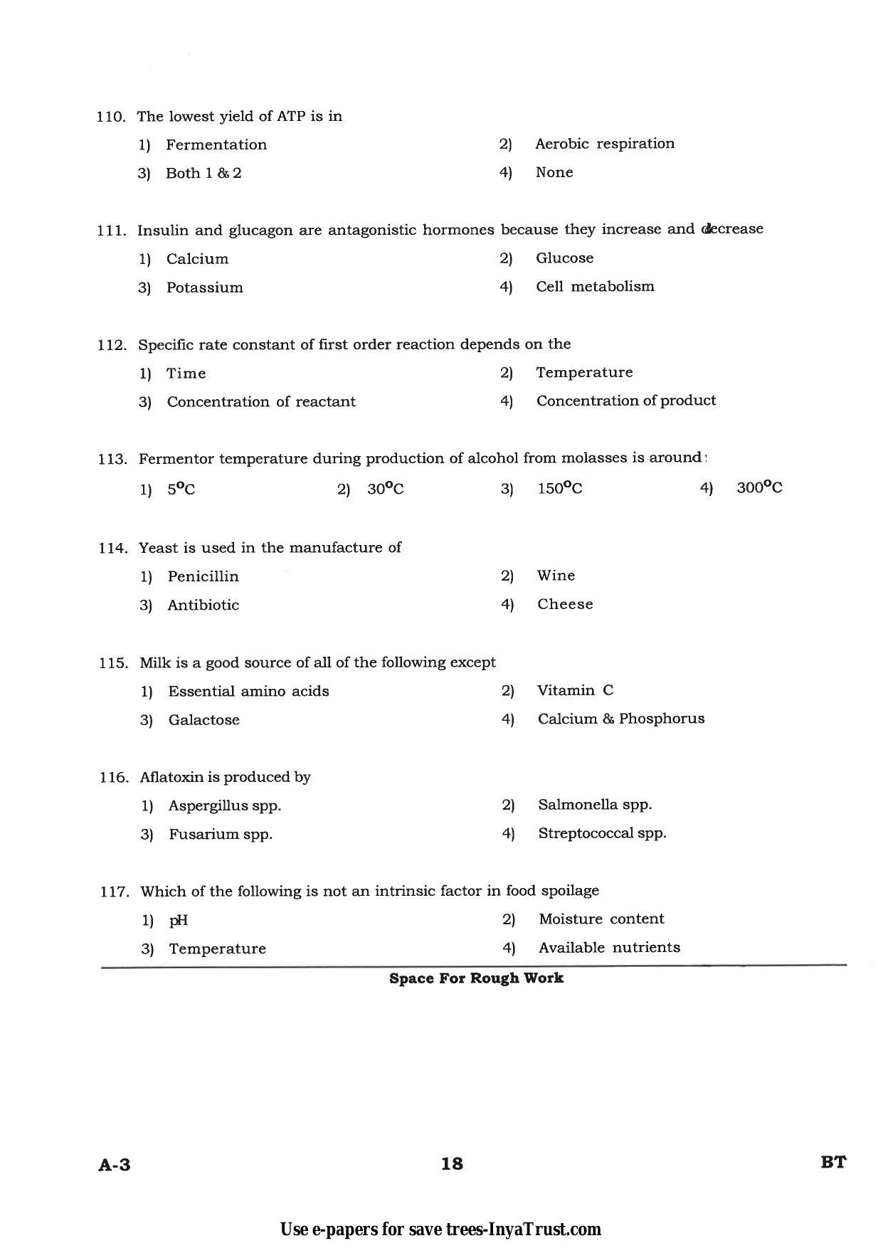 Karnataka Diploma CET- 2015 Biotechnology Question Paper - Page 18