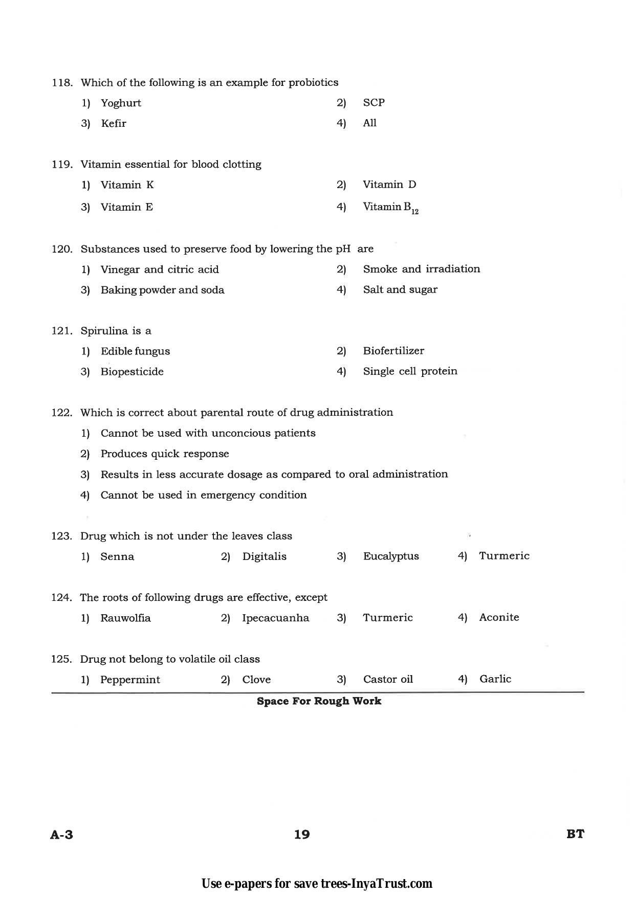 Karnataka Diploma CET- 2015 Biotechnology Question Paper - Page 19